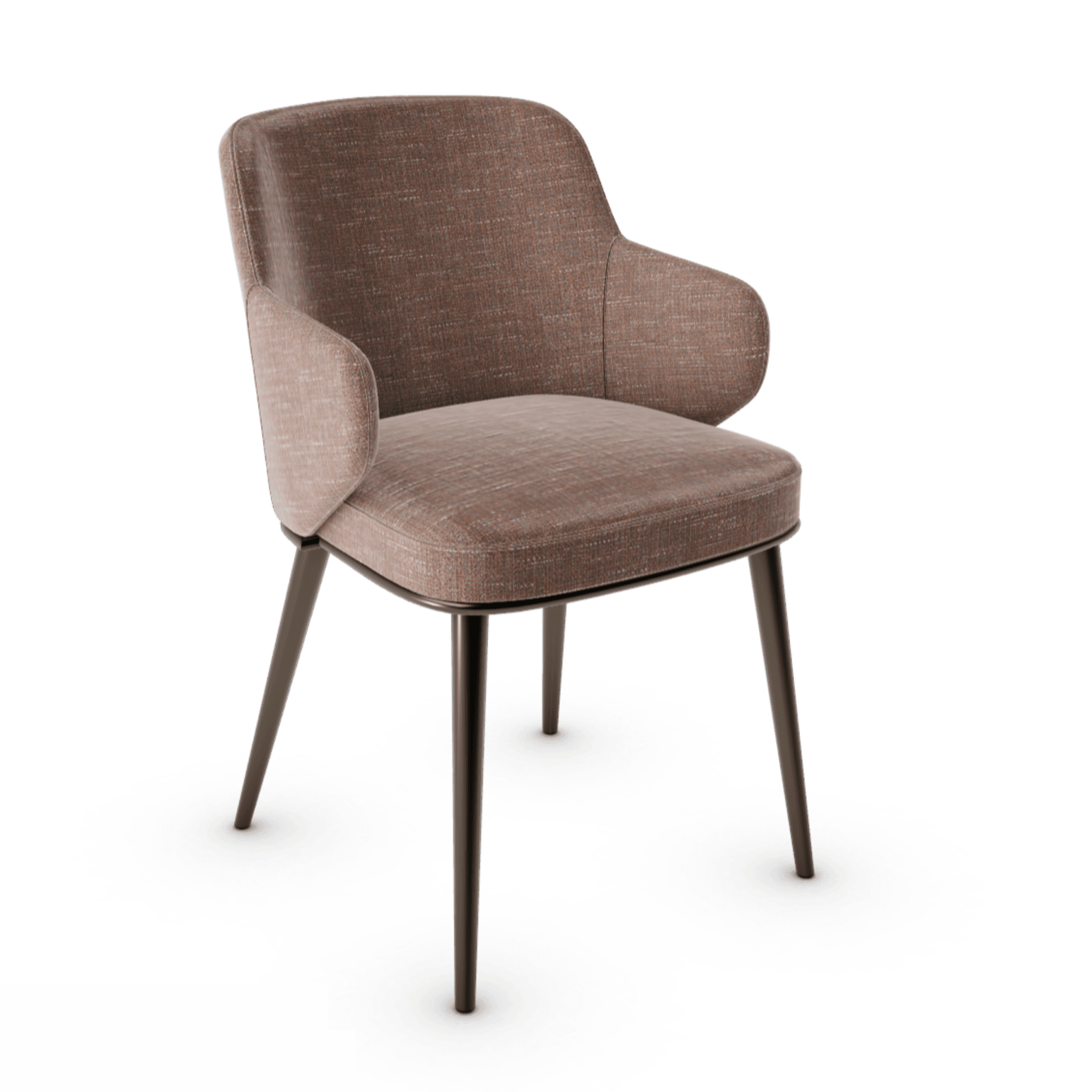 Krzesło z podłokietnikami FOYER boucle ceglany z metalową podstawą Calligaris metalowa matowy brąz Eye on Design