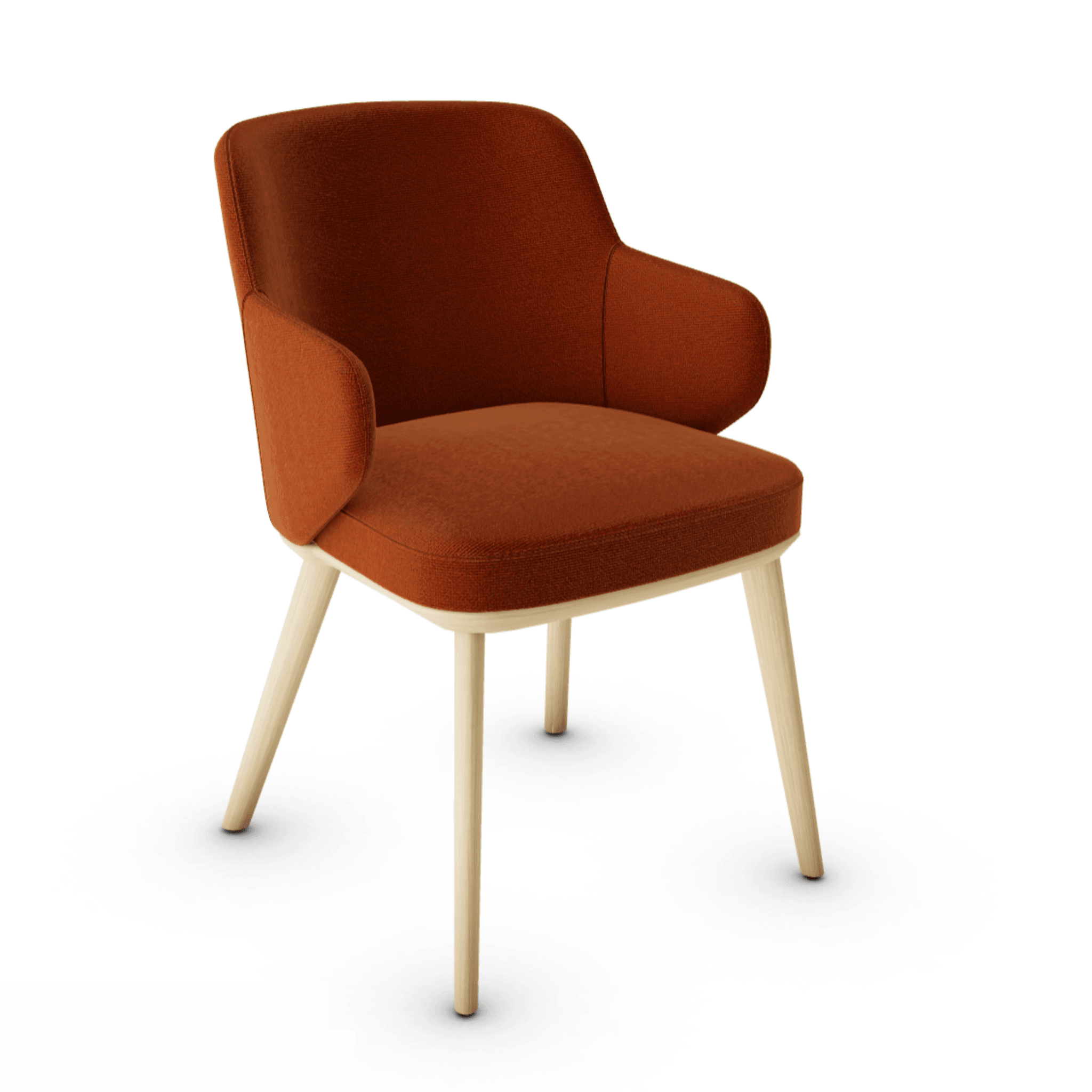 Krzesło z podłokietnikami FOYER ceglany z drewnianą podstawą Calligaris drewniana naturalny dąb Eye on Design