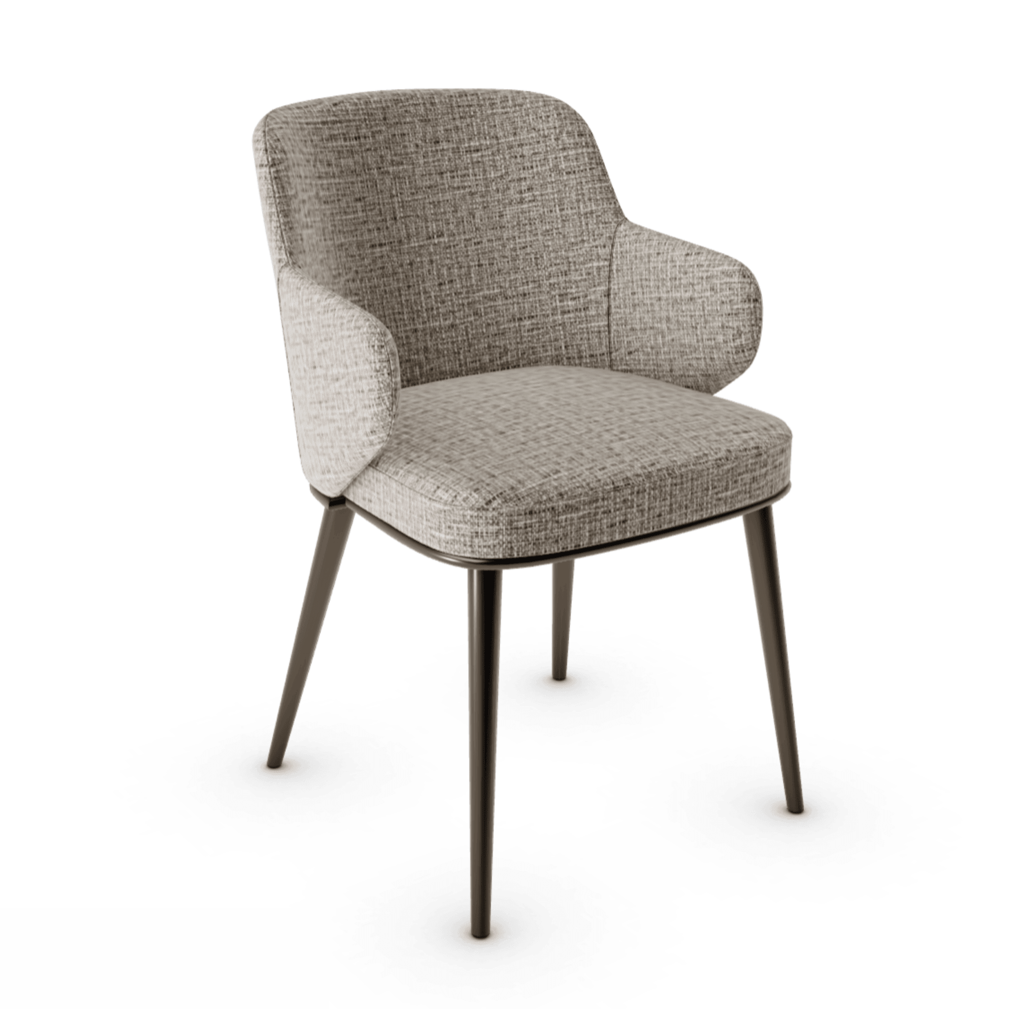Krzesło z podłokietnikami FOYER melanż piaskowy z metalową podstawą Calligaris metalowa matowy brąz Eye on Design