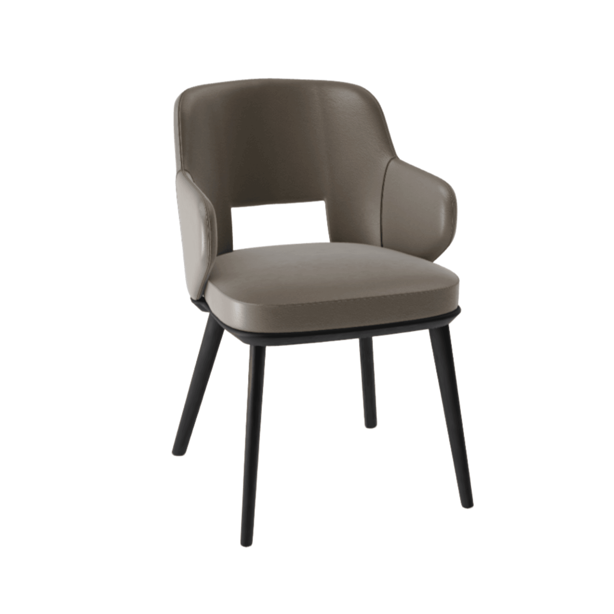 Krzesło z podłokietnikami FOYER skóra ciemnoszary z drewnianą podstawą Calligaris matowa czerń Eye on Design