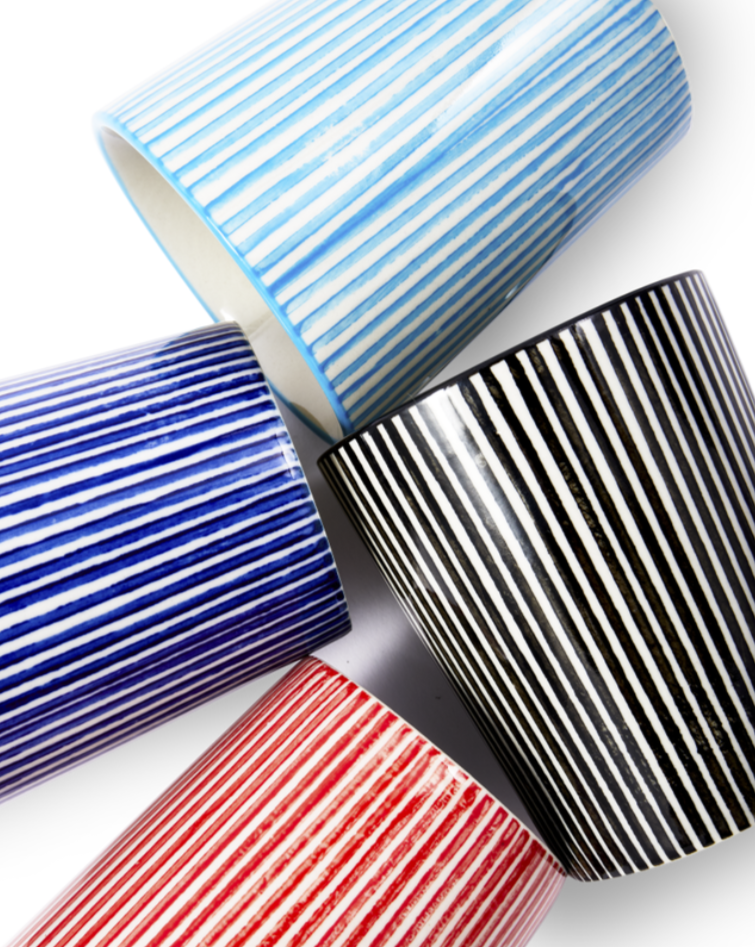 MARINE STRIPED Kaffeebecher-Set, farbiges Steinzeug