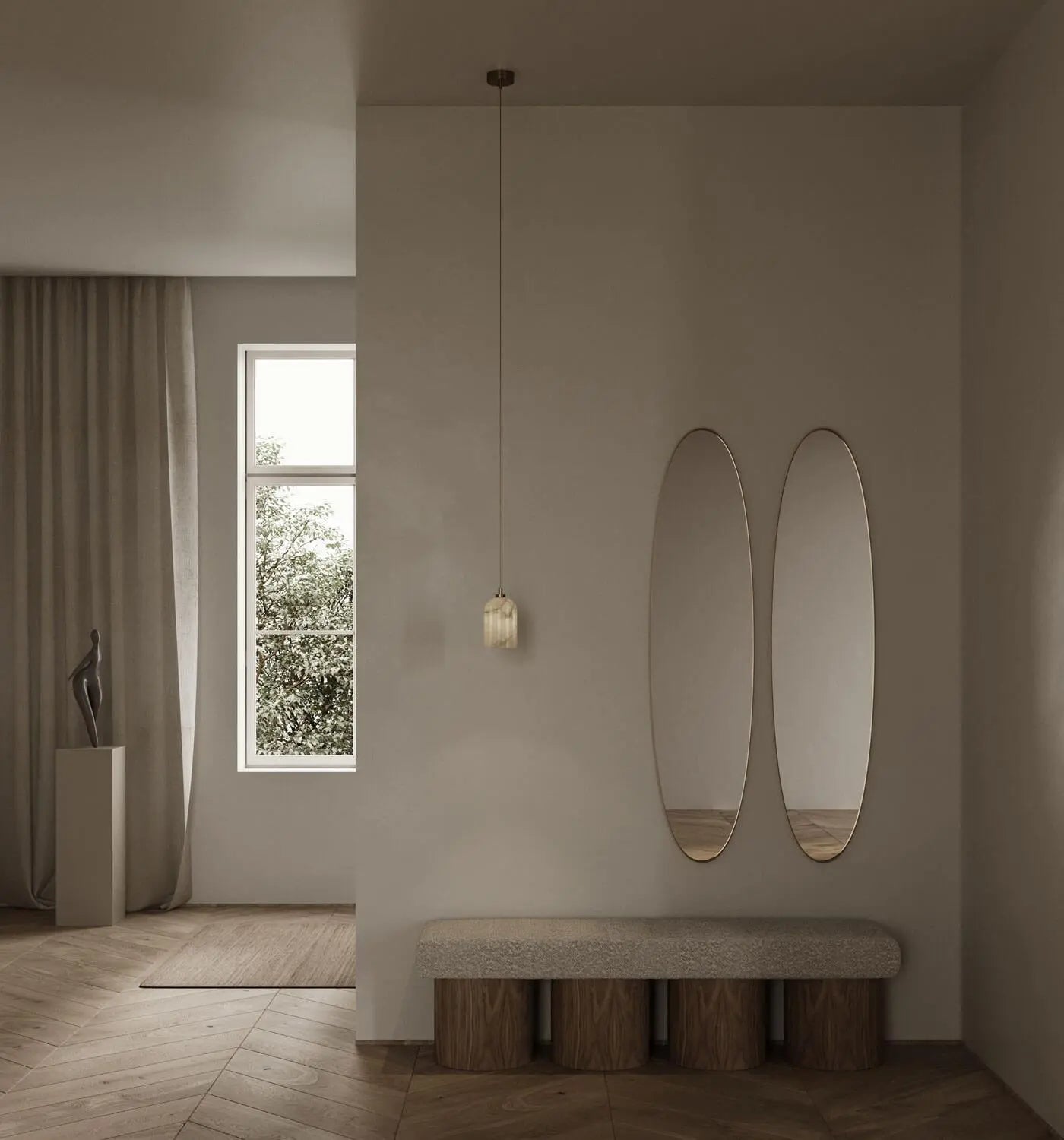 Lampa alabastrowa wisząca URANIA nikiel – Embassy Interiors