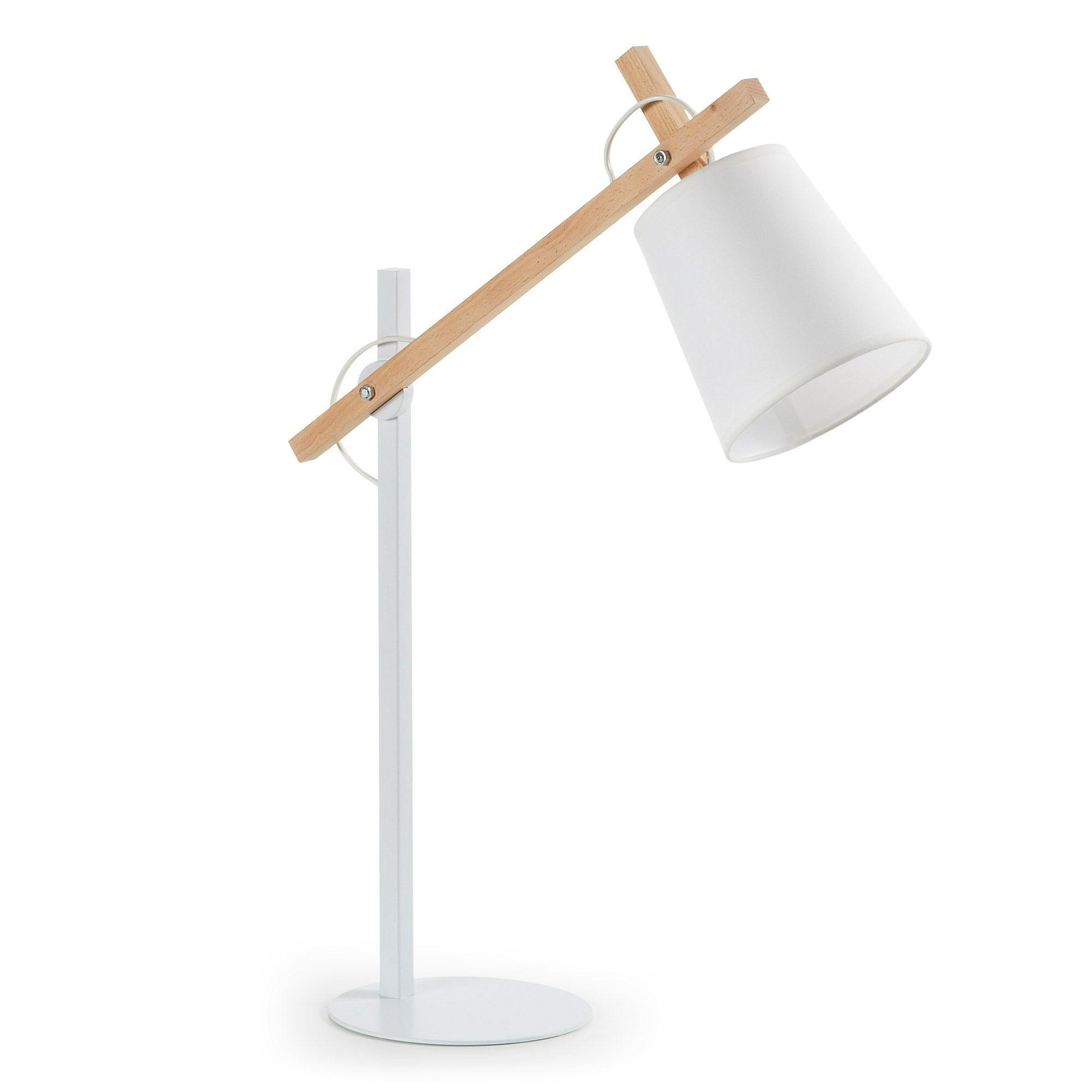 Lampa biurkowa KOSTA biały z drewnianym wykończeniem La Forma Eye on Design