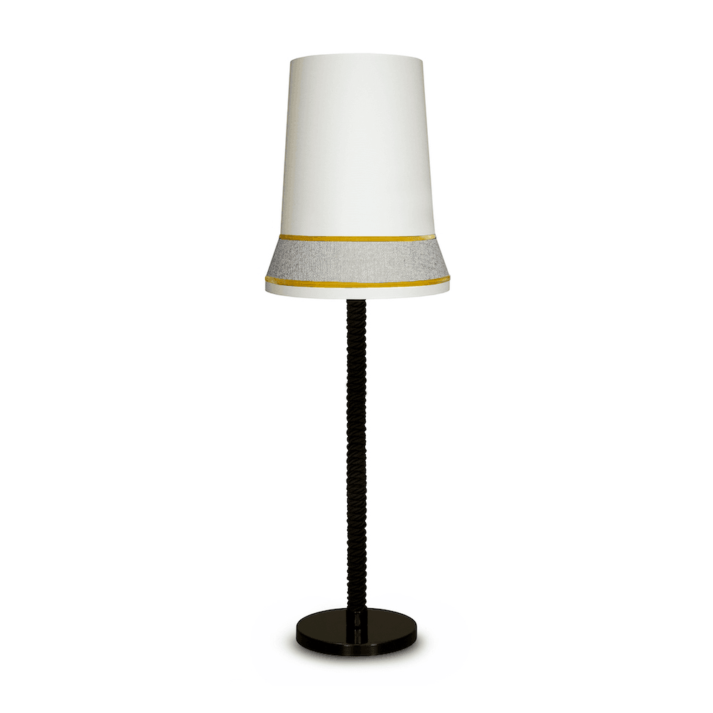 Lampa podłogowa AUDREY biały z musztardowym wykończeniem Contardi Eye on Design