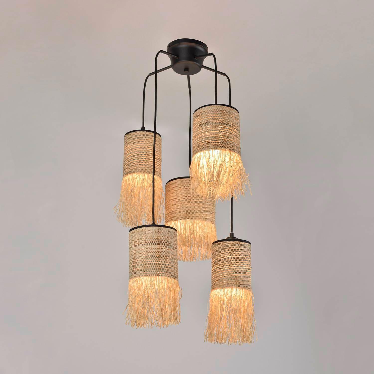 Lampa sufitowa FORMENTERA 5L bananowiec i rafia Market Set Eye on Design
