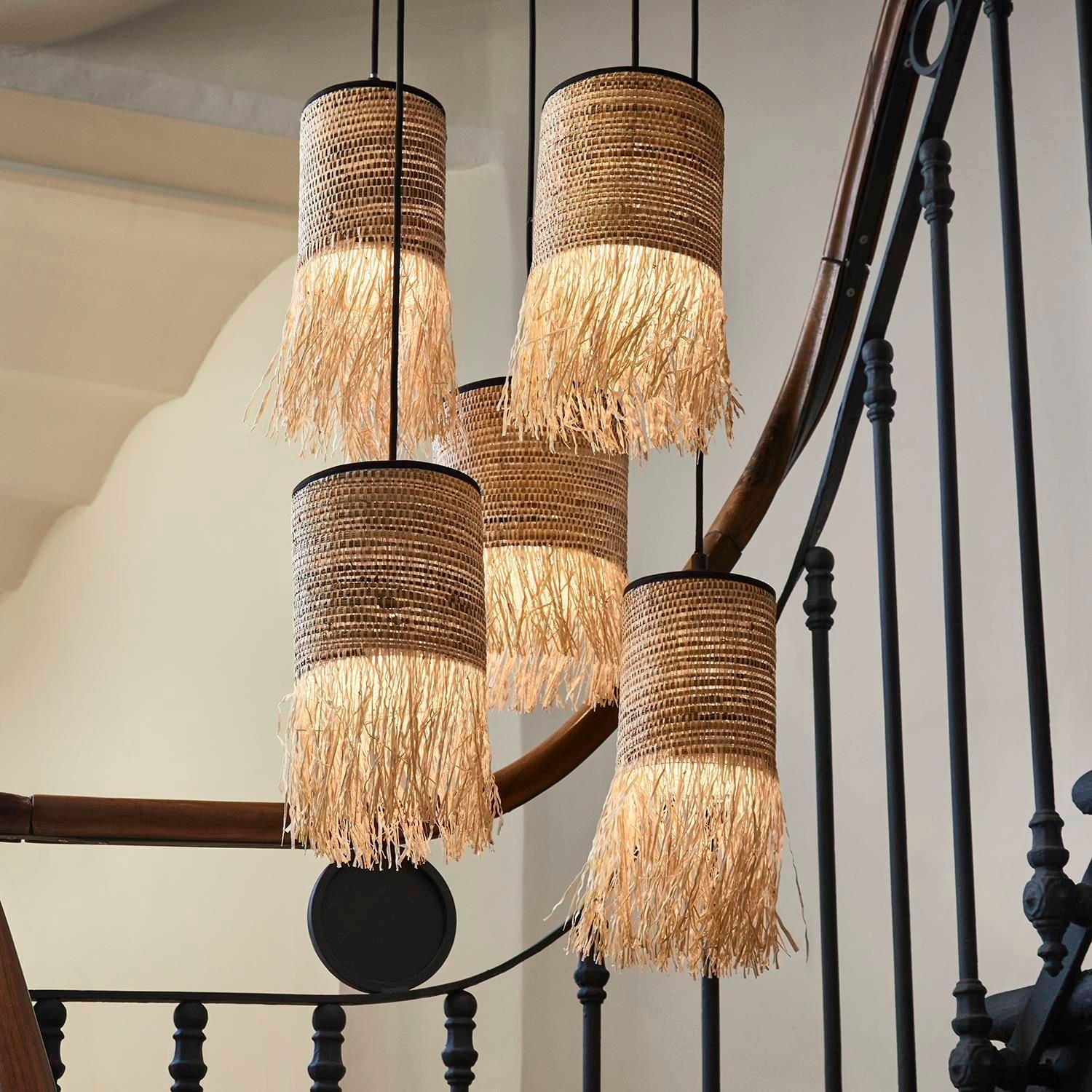 Lampa sufitowa FORMENTERA 5L bananowiec i rafia Market Set Eye on Design