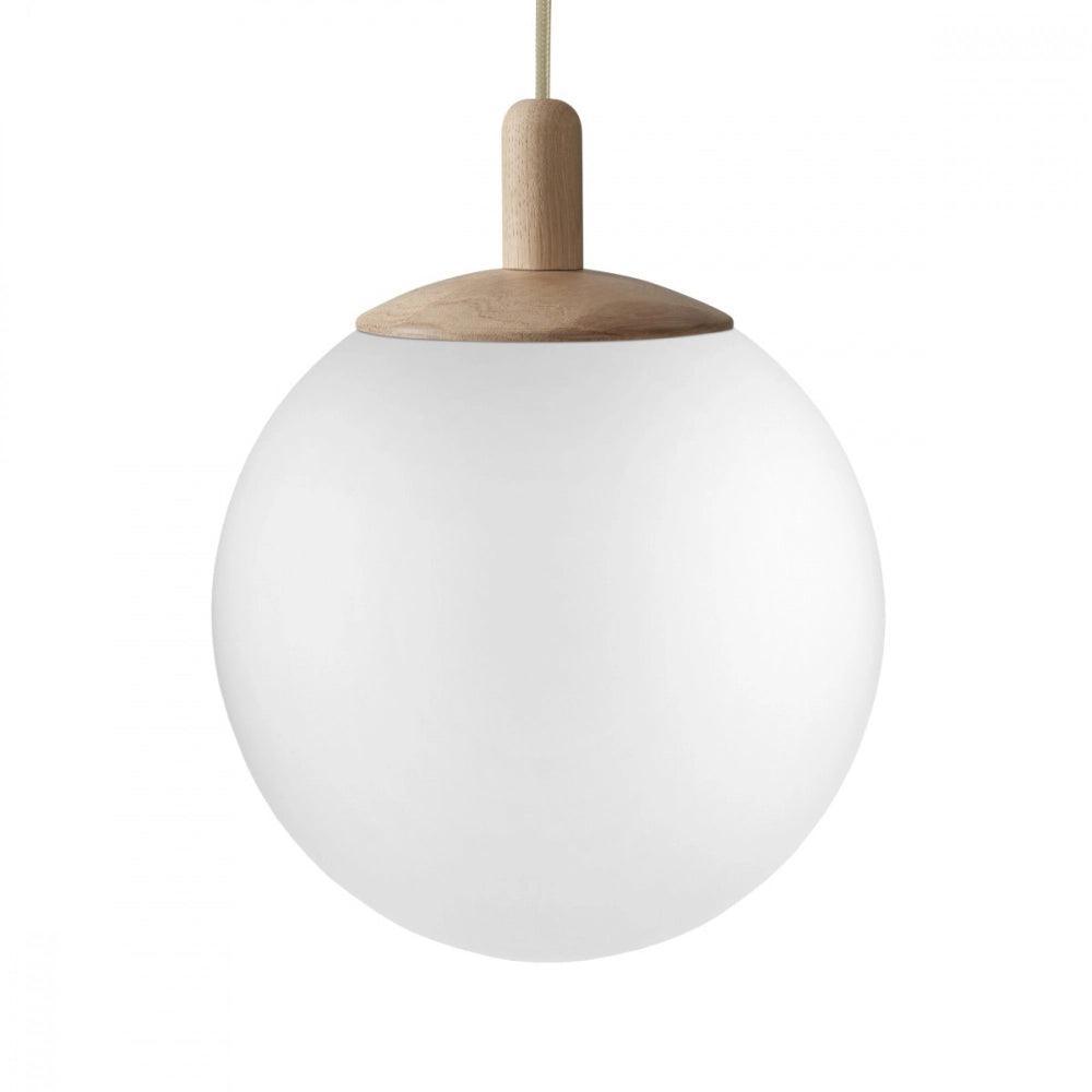 Lampa wisząca ALUR mleczne szkło z drewnem Kaspa Eye on Design