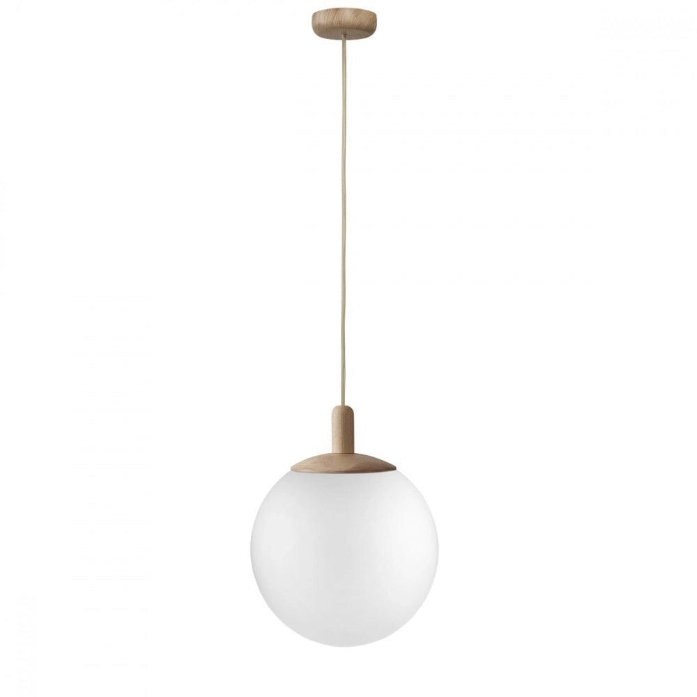 Lampa wisząca ALUR mleczne szkło z drewnem Kaspa Eye on Design