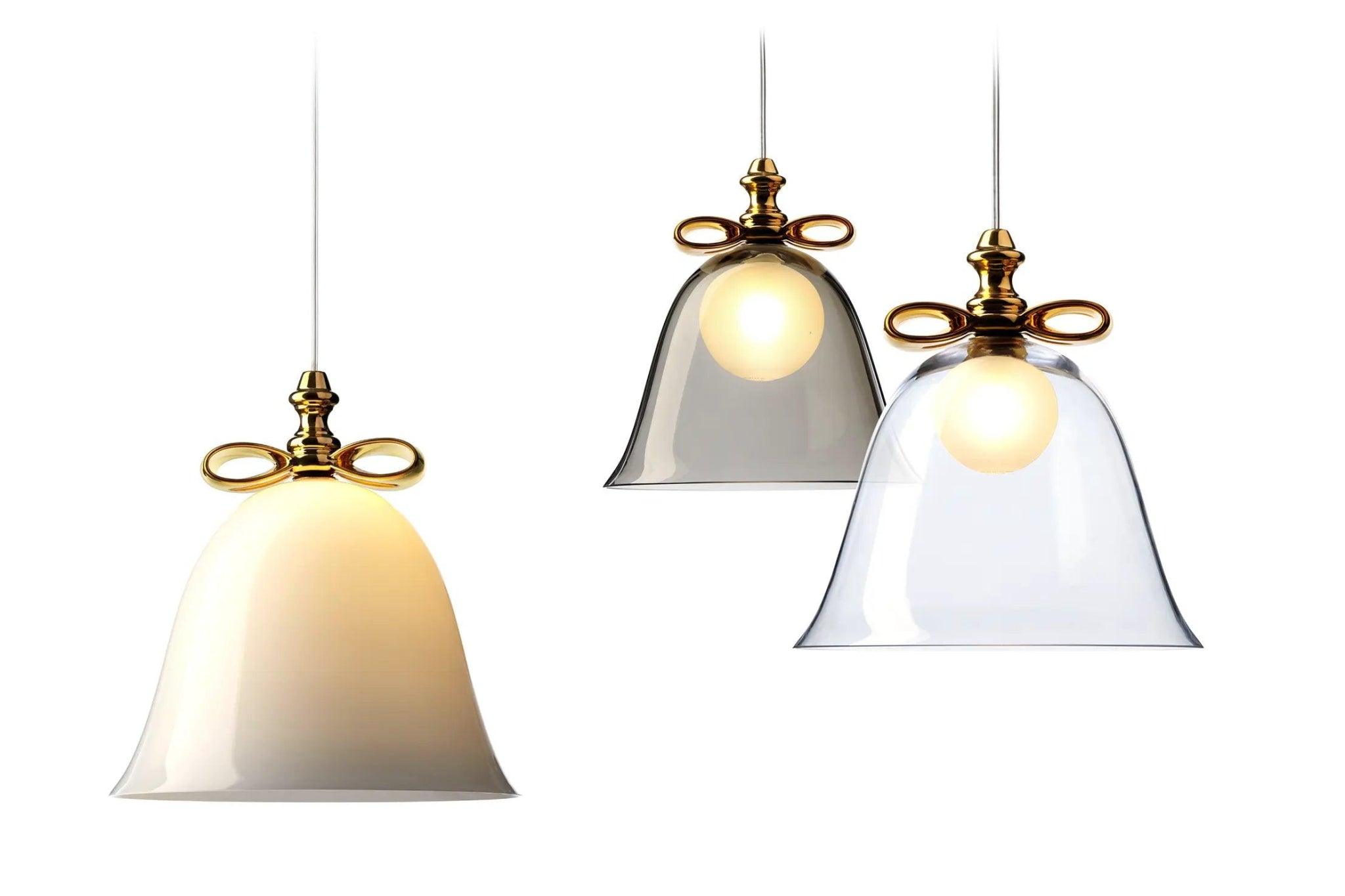 Lampa wisząca BELL białe szkło ze złotym Moooi Eye on Design