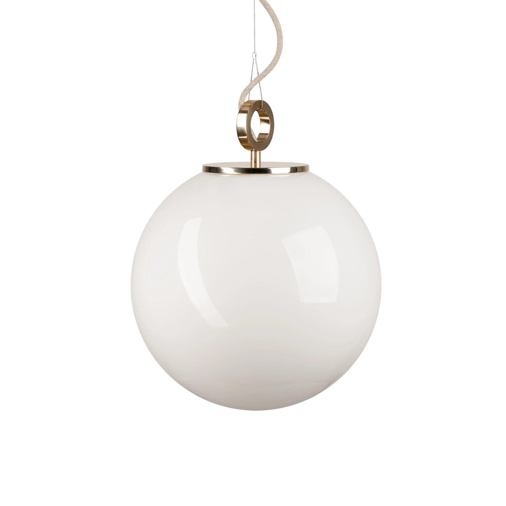 Lampa wisząca BIAŁA KULA mosiężny Embassy Interiors 30 cm z pierścieniem Eye on Design