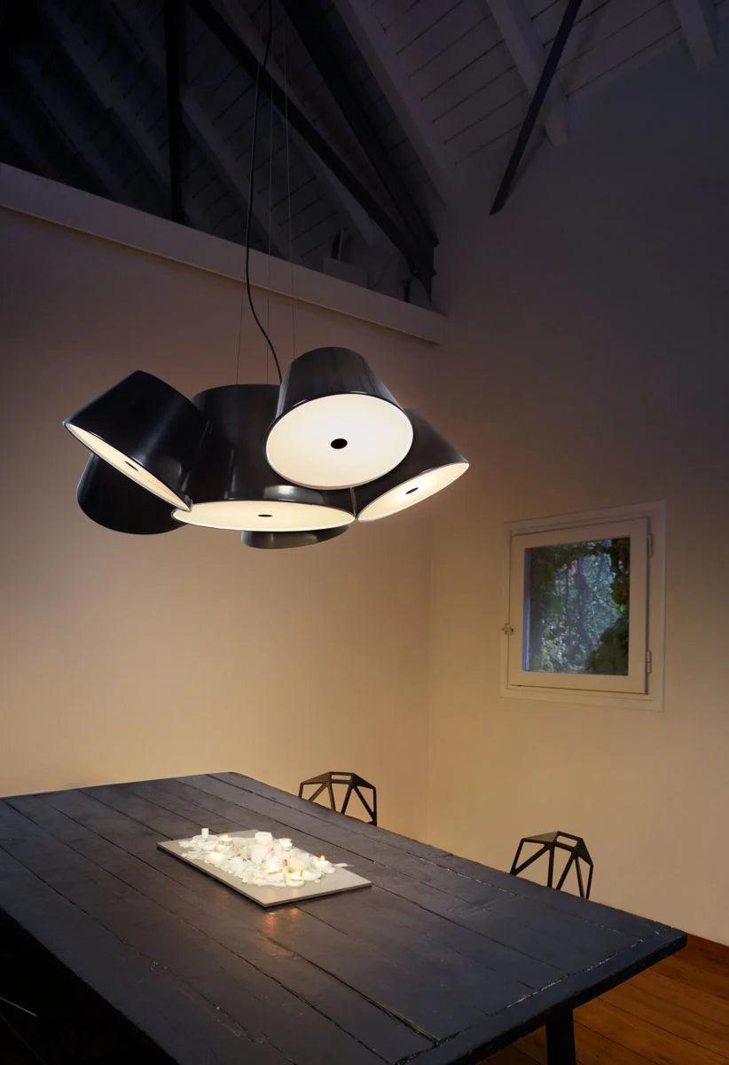 Lampa wisząca okrągła TAM TAM biały z białymi kloszami Marset Eye on Design
