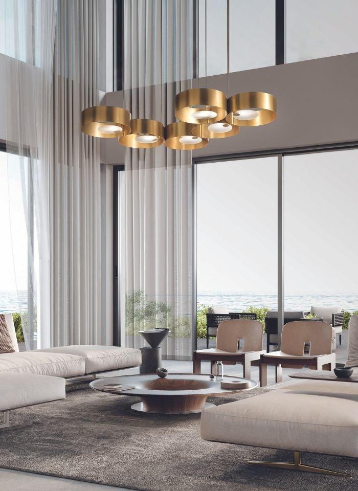 Lampa wisząca SOUND OR6 szczotkowany złoty Masiero Eye on Design