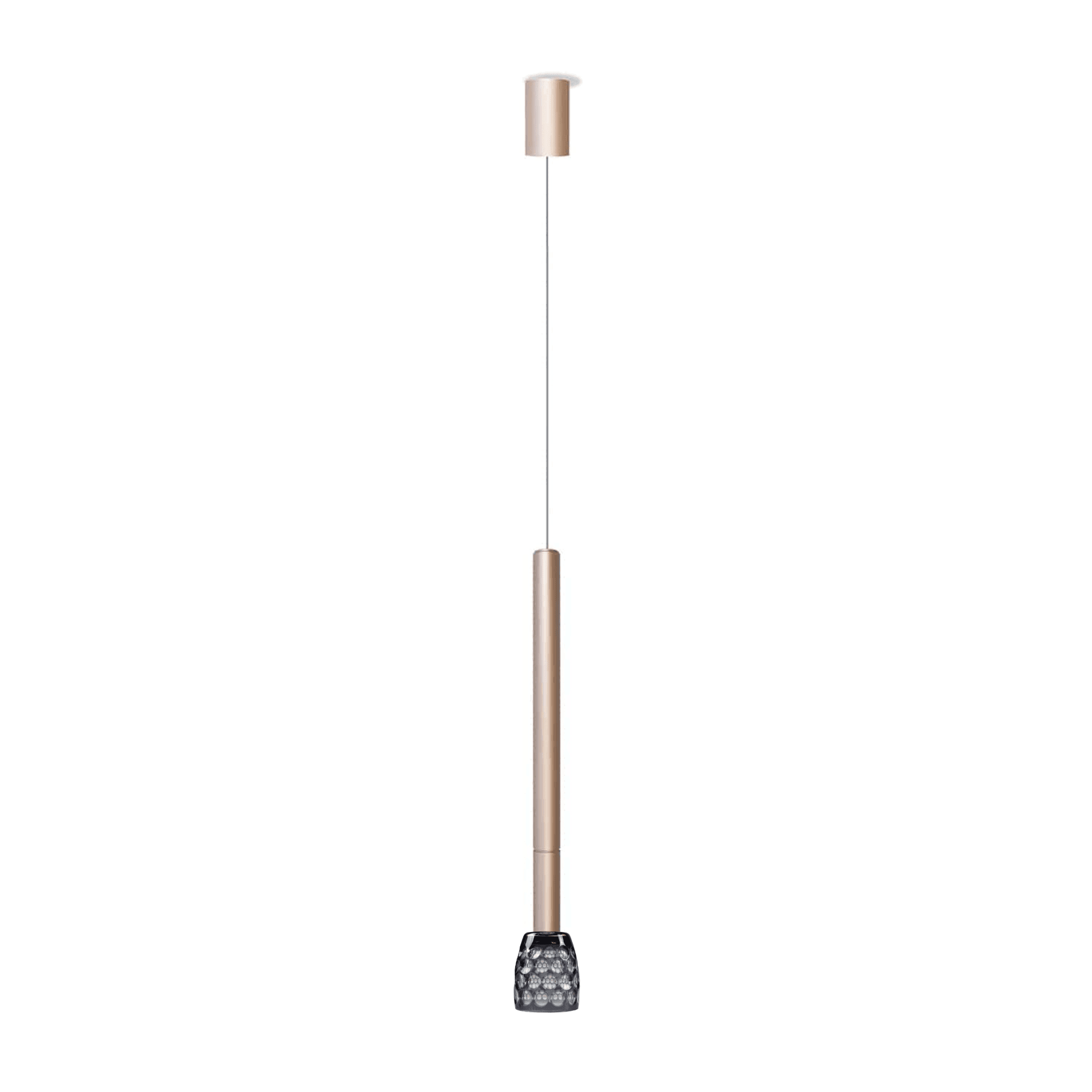Lampa wisząca TENEBRA różowe złoto Contardi 2 m klosz kryształowy szary Eye on Design