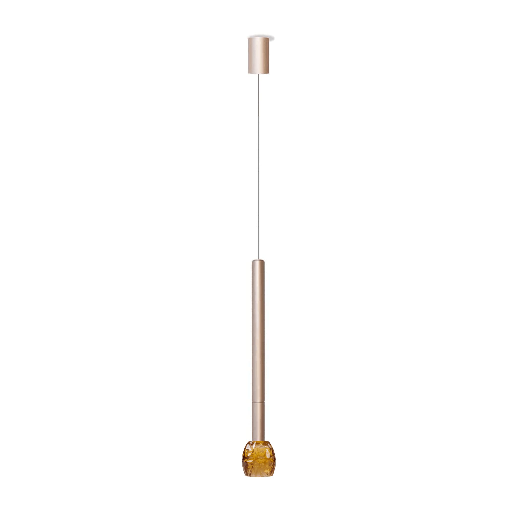 Lampa wisząca TENEBRA różowe złoto Contardi 2 m klosz kryształowy Amber Venezia Eye on Design