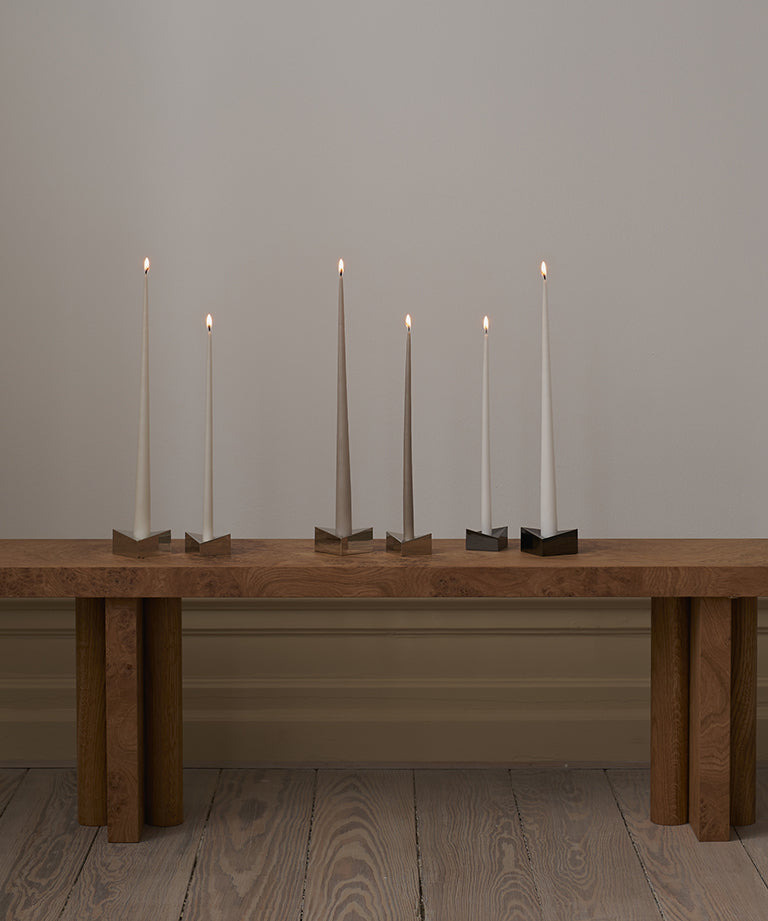 Set of 4 candles stoff nagel broken white