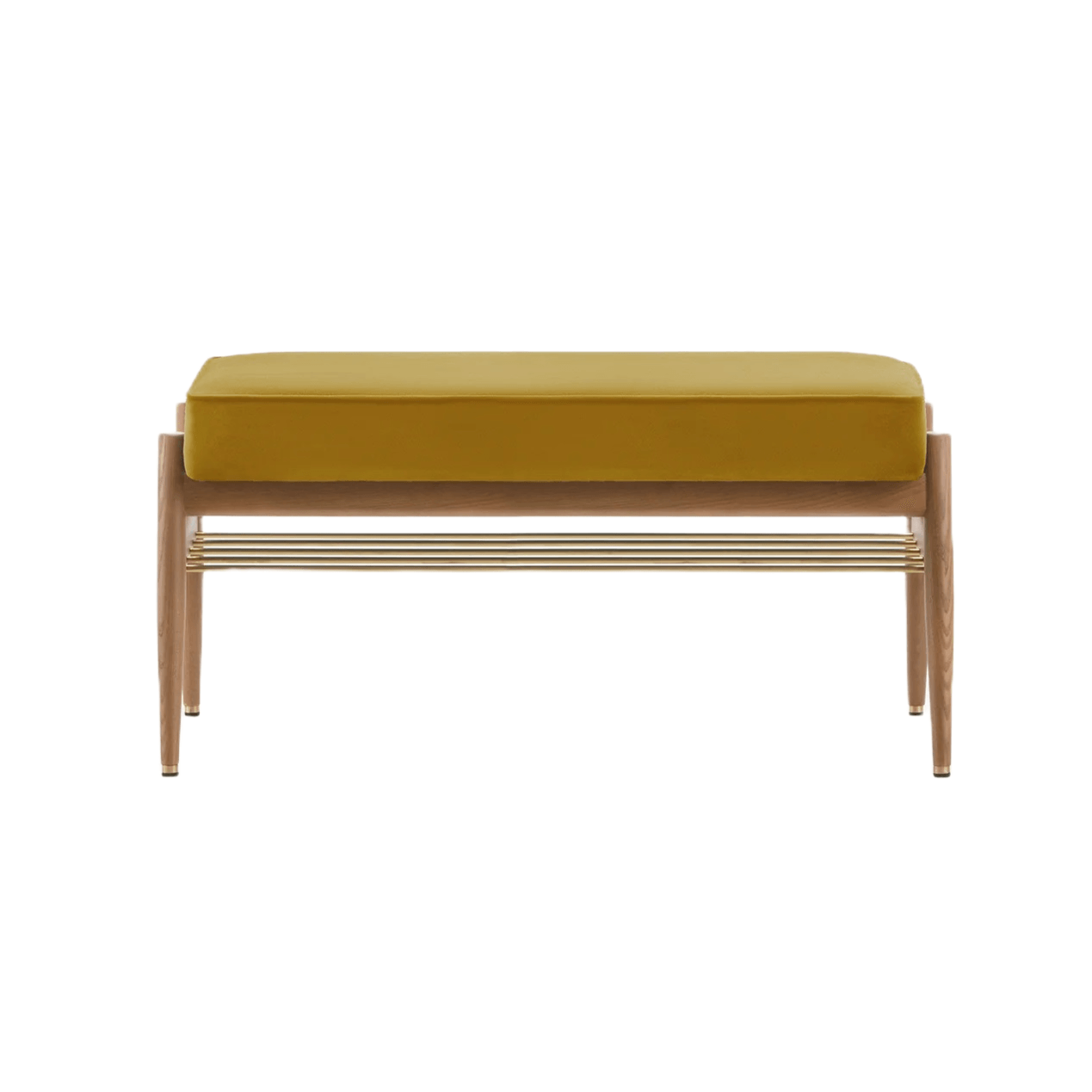 Ławka FOX żółty w tkaninie Shine Velvet Mustard 366 concept Eye on Design