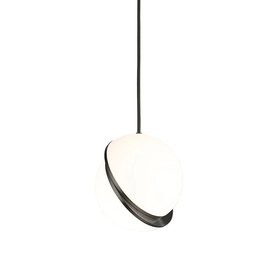 CRESCENT Pendant Lamp with Opal Shade and Blackened Brass