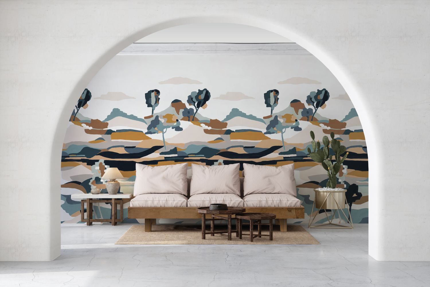 Mural LE BASSIN blue with beige