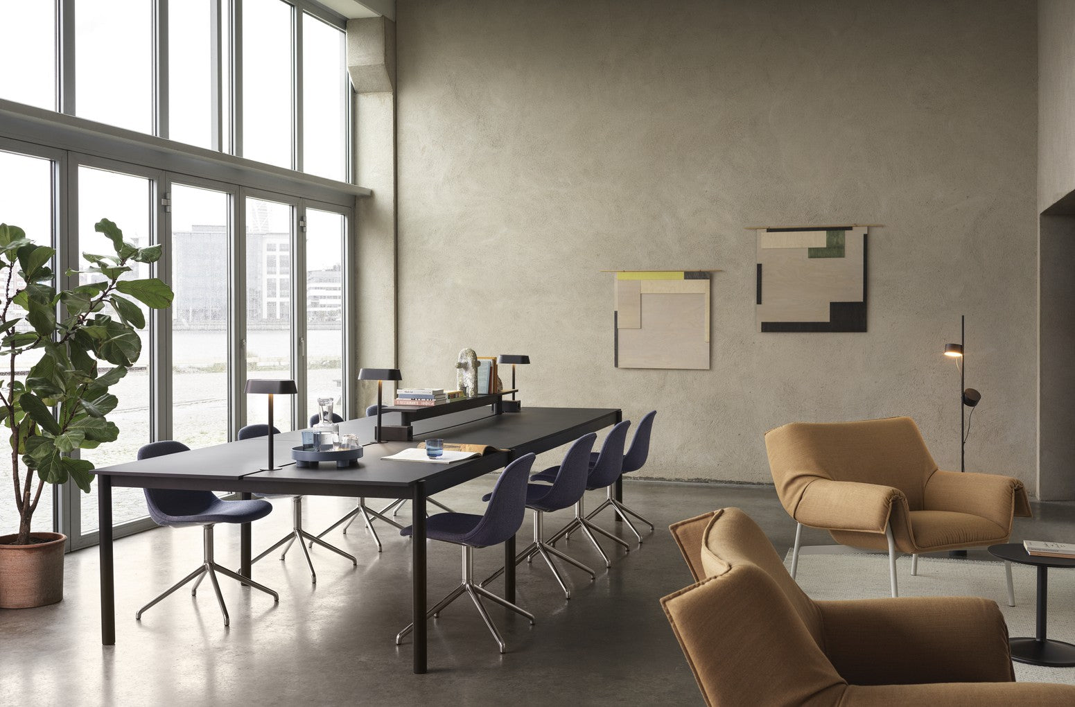 LINEAR SYSTEM Office Table - CONFIGURATION 1 black nanolaminate with black base