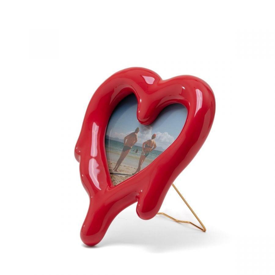 Lusterko i ramka na zdjęcia MELTED HEART czerwony Seletti Eye on Design