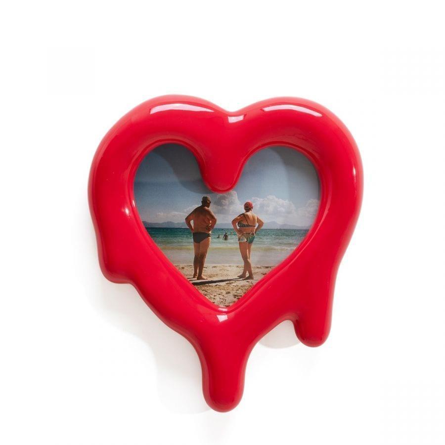 Lusterko i ramka na zdjęcia MELTED HEART czerwony Seletti Eye on Design