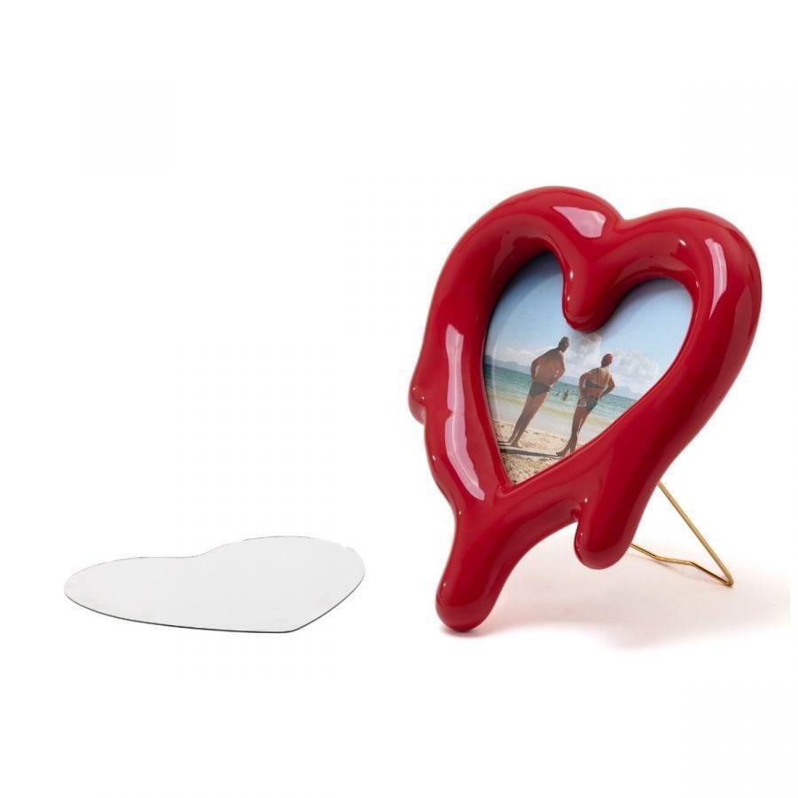Lusterko i ramka na zdjęcia MELTED HEART czerwony Seletti Eye on Design