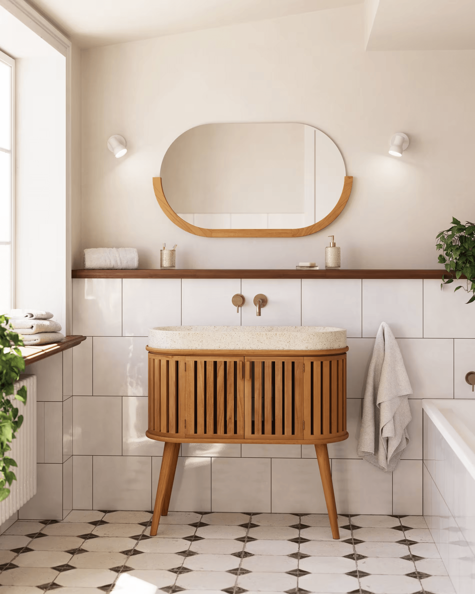 Lustro ścienna ROKIA lite drewno tekowe La Forma Eye on Design