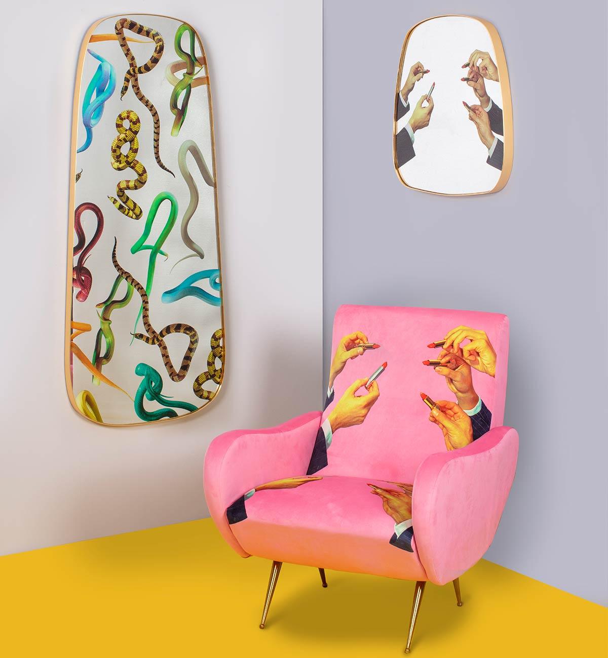 Lustro SNAKES w złotej ramie Seletti Eye on Design