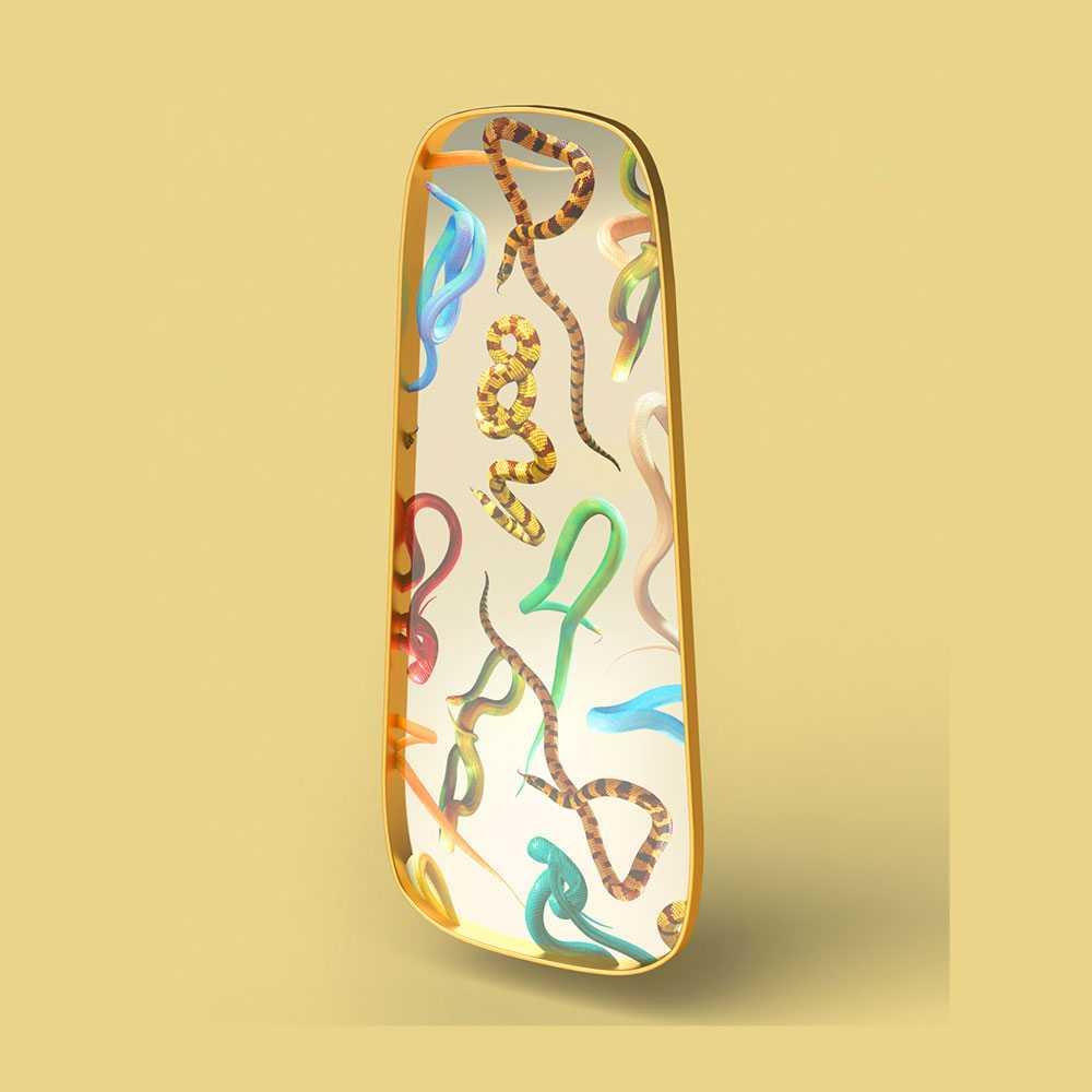 Lustro SNAKES w złotej ramie Seletti Eye on Design