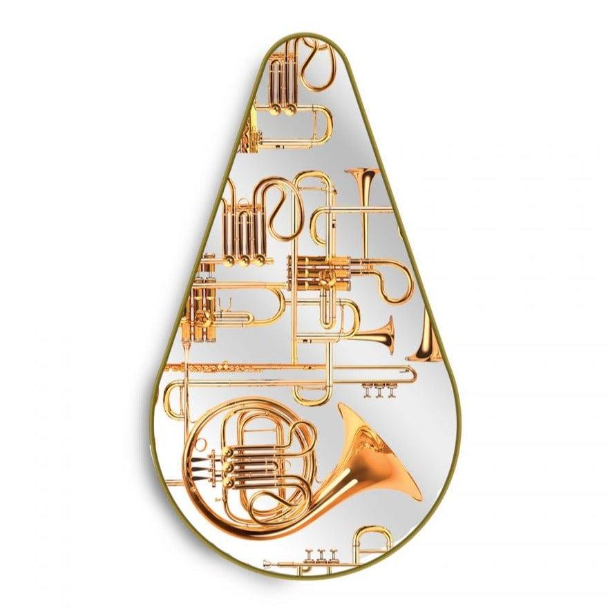 Lustro w kształcie łezki TRUMPETS w złotej ramie Seletti Eye on Design