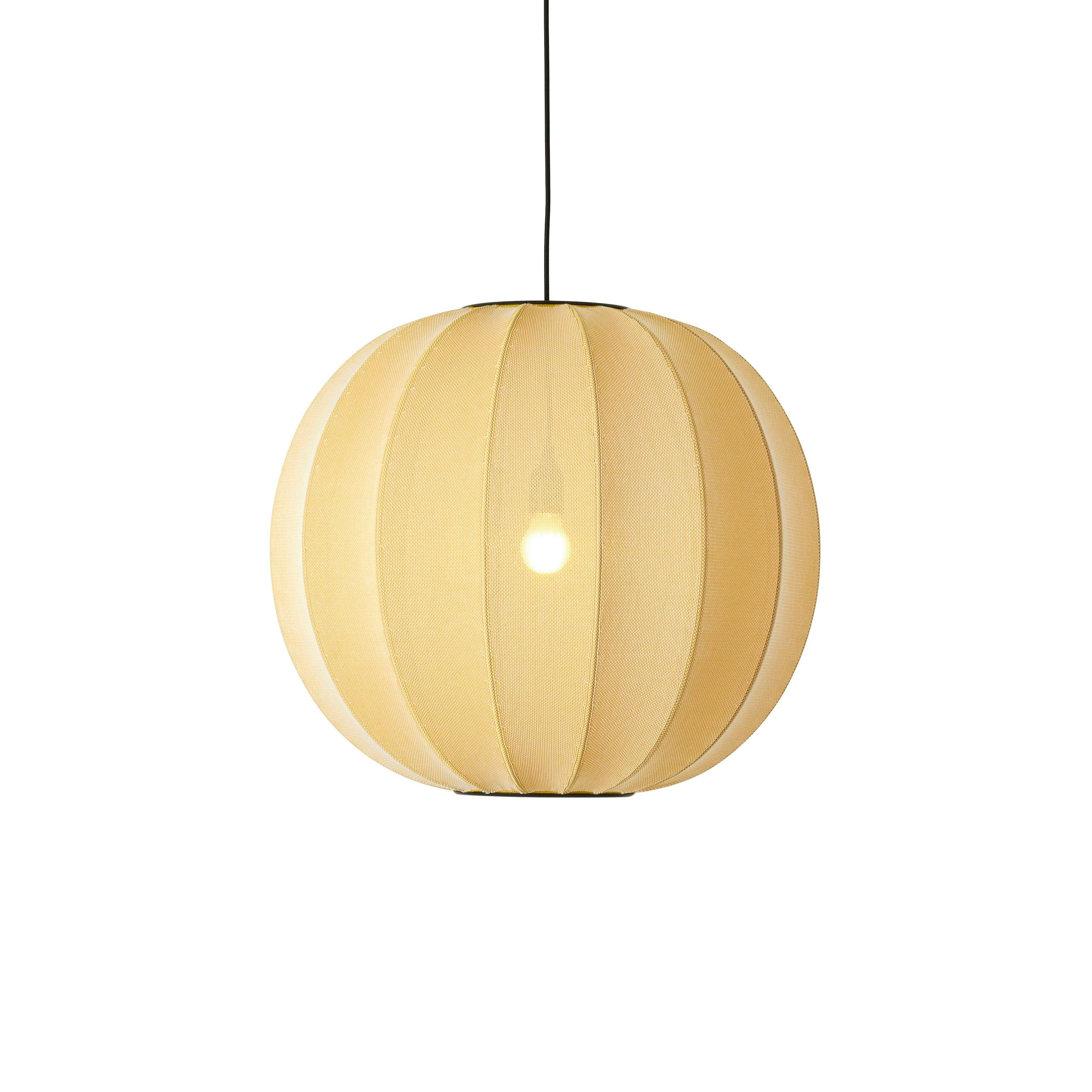 Strick-auf runde hängende Lampe gelb