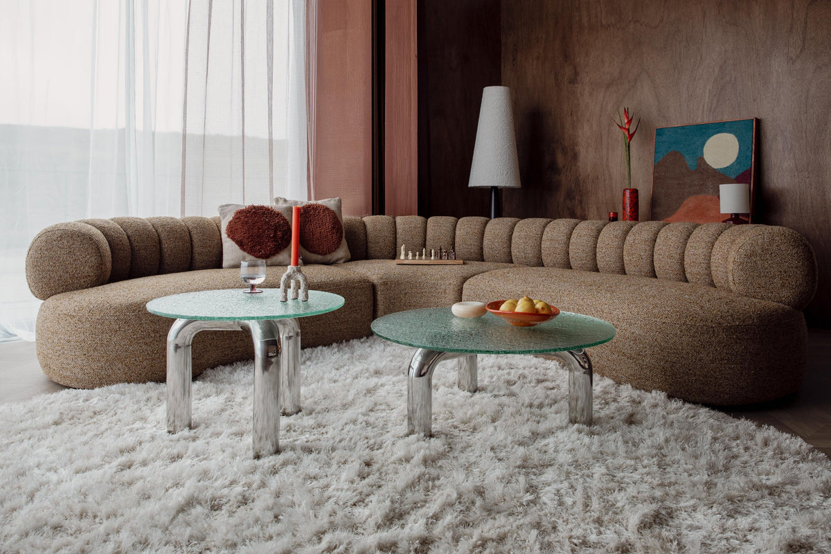 MARLY Side Table Glass Top with Steel Base