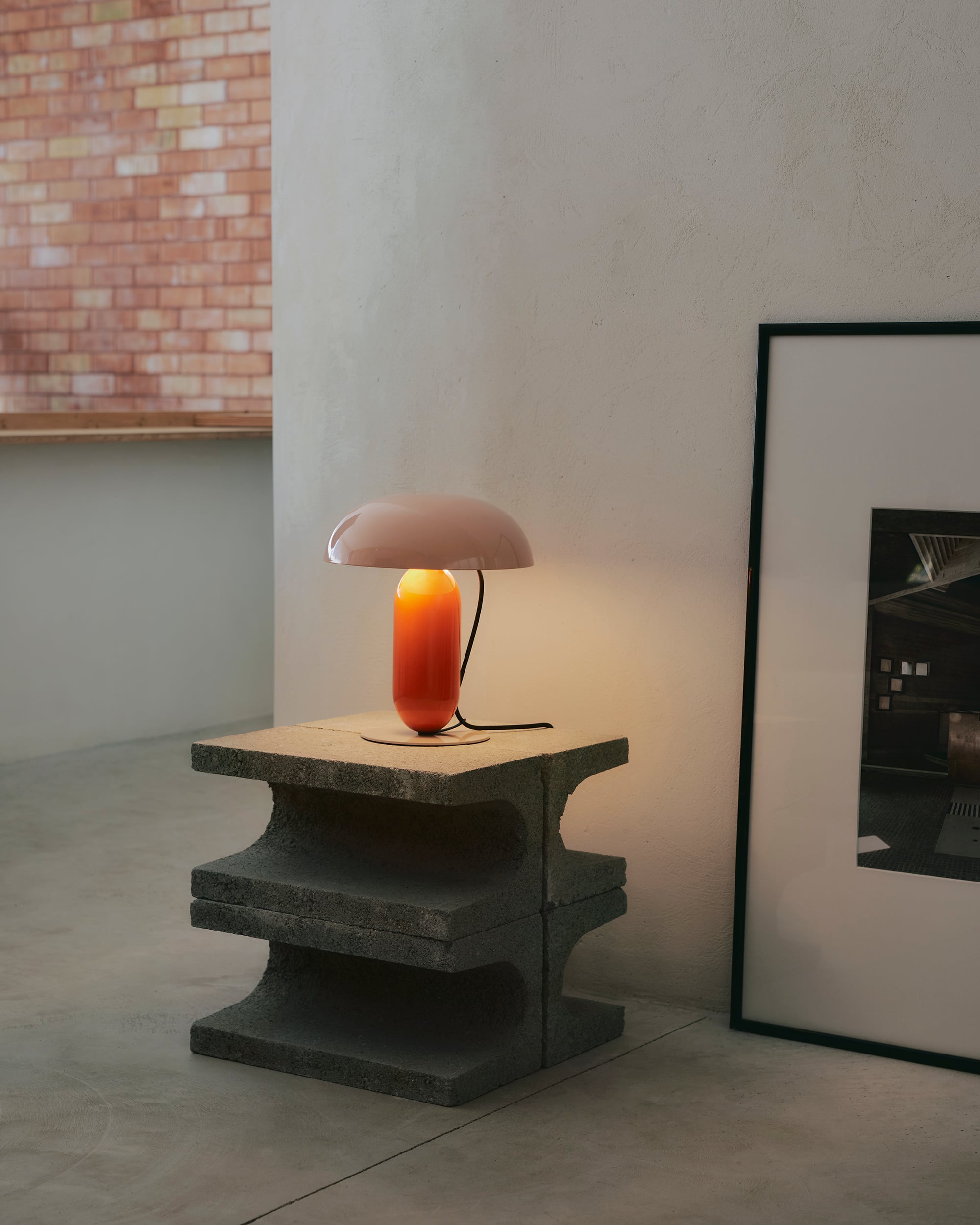 GAMBOSA Table Lamp Pink with Orange Base