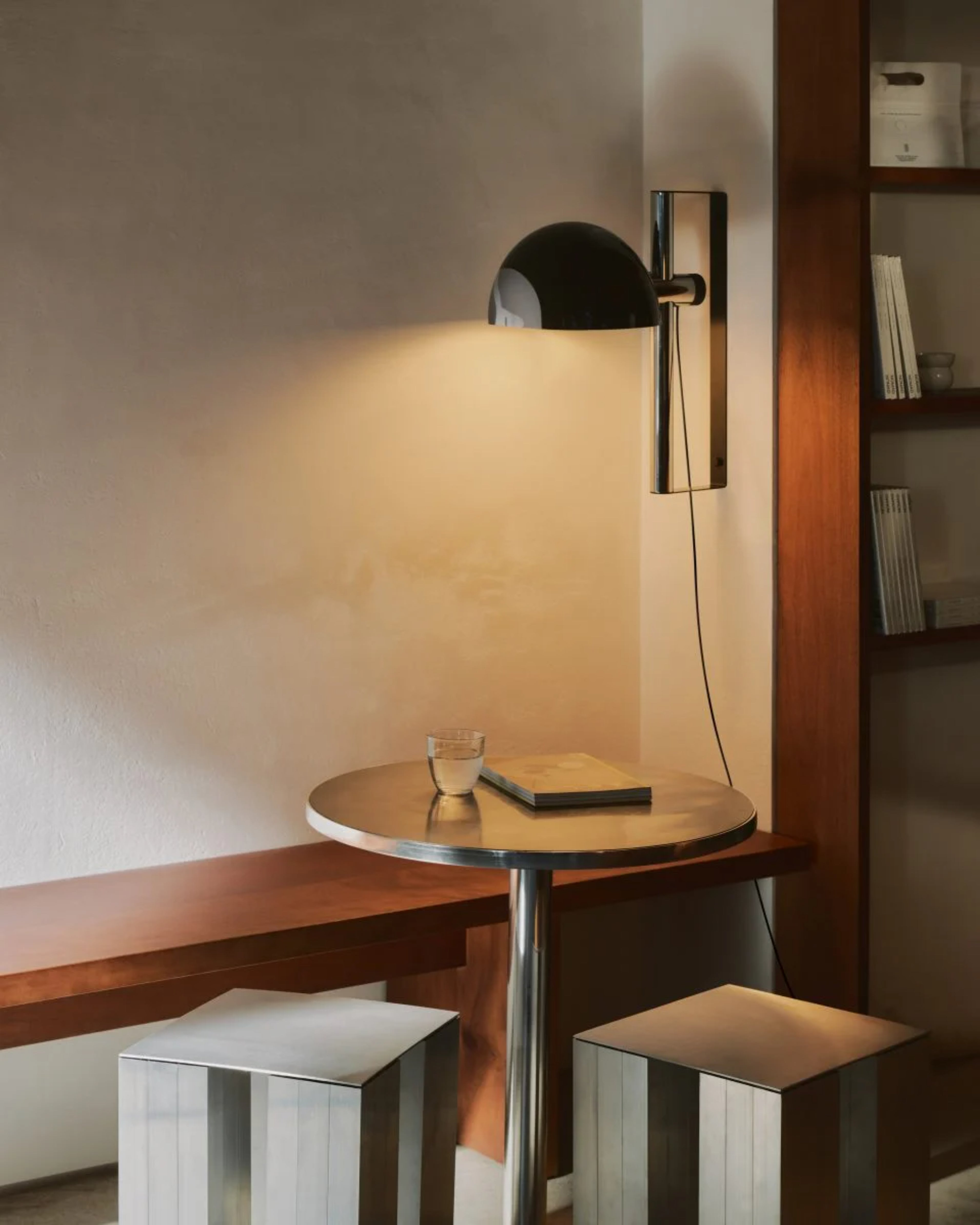 Adjustable Wall Lamp LAURO with Black Shade and Dark Brown Base