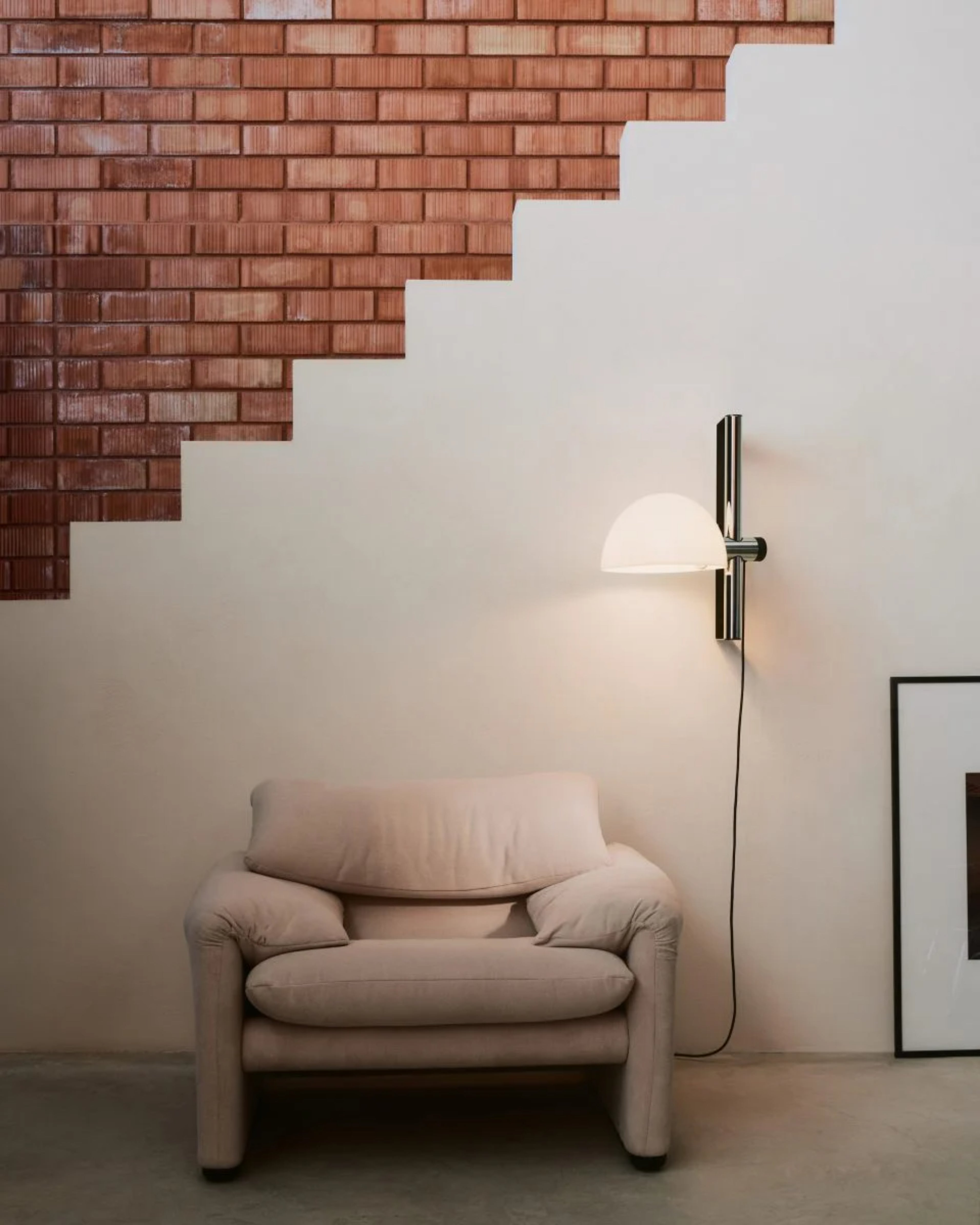 Adjustable Wall Lamp LAURO with White Shade and Dark Brown Base