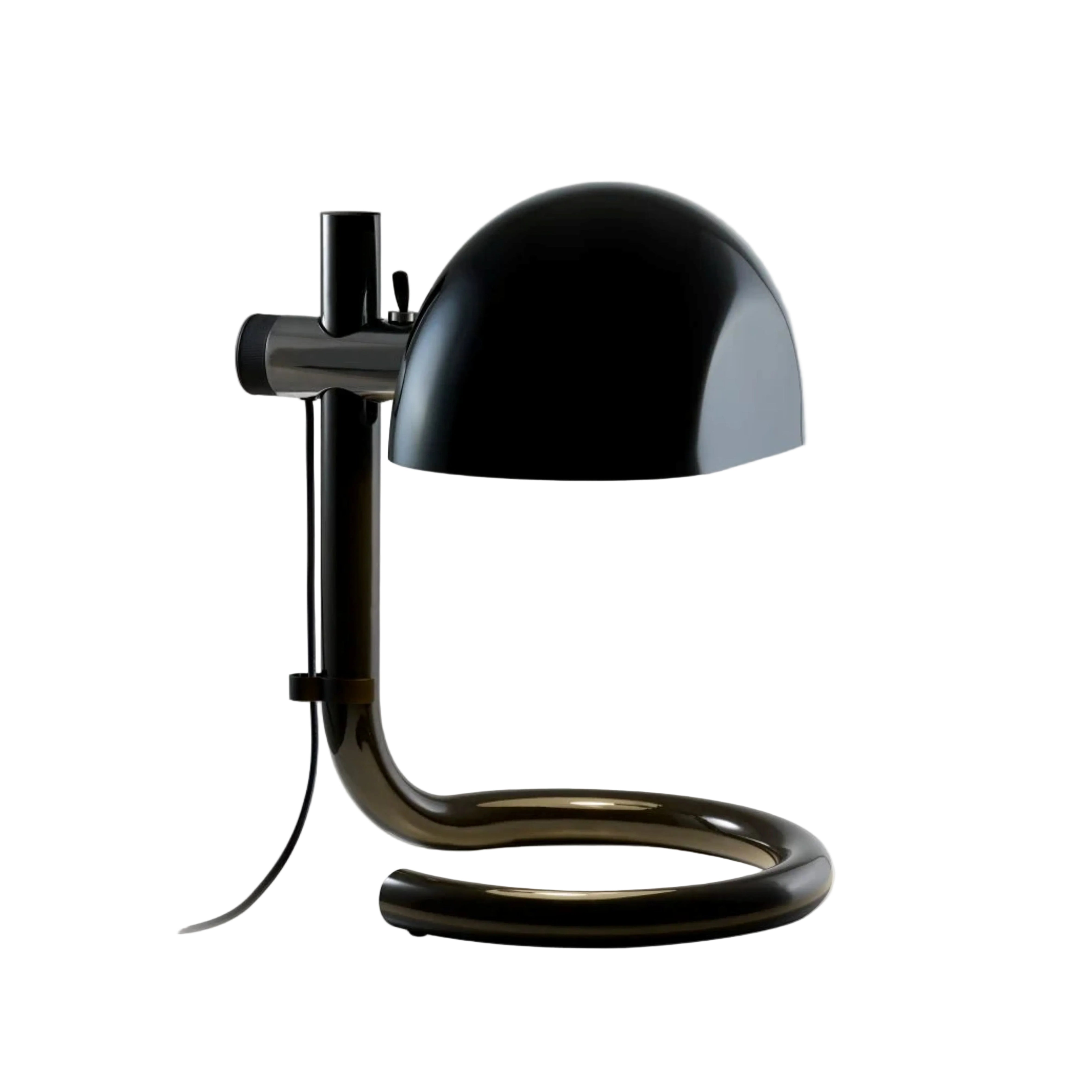 LAURO Table Lamp with Black Shade and Dark Brown Base