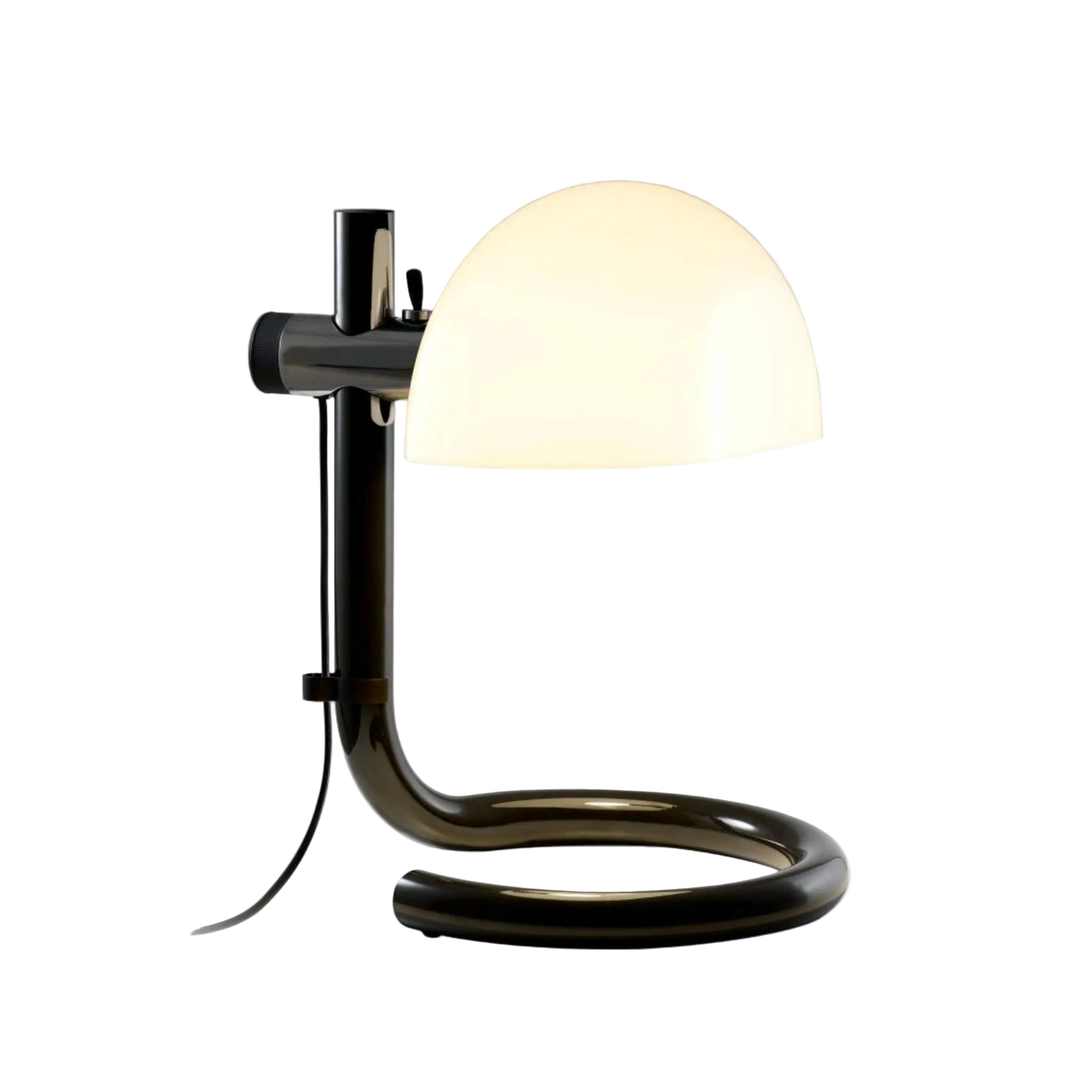 LAURO Table Lamp with White Shade and Dark Brown Base