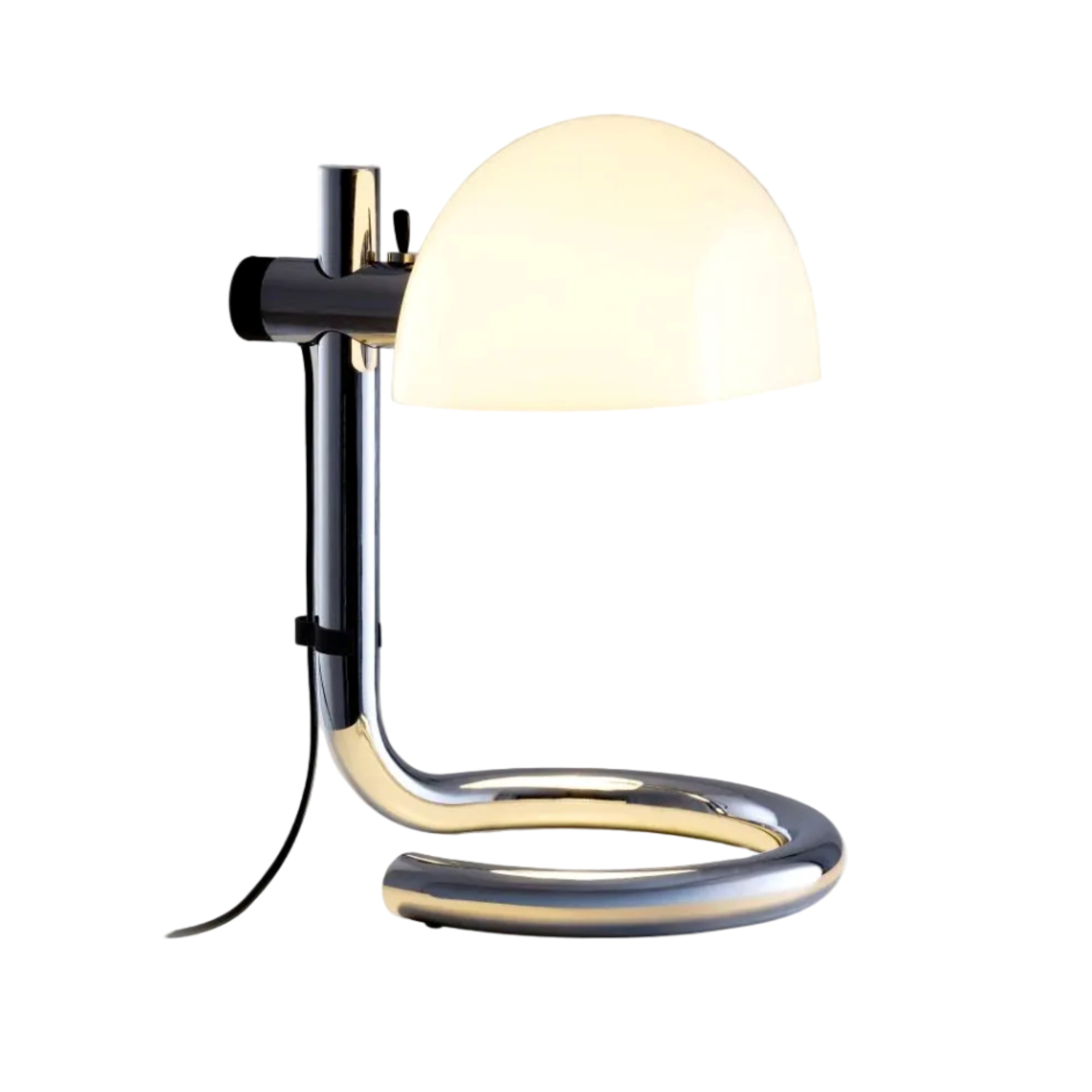 LAURO Table Lamp with White Shade and Steel Base