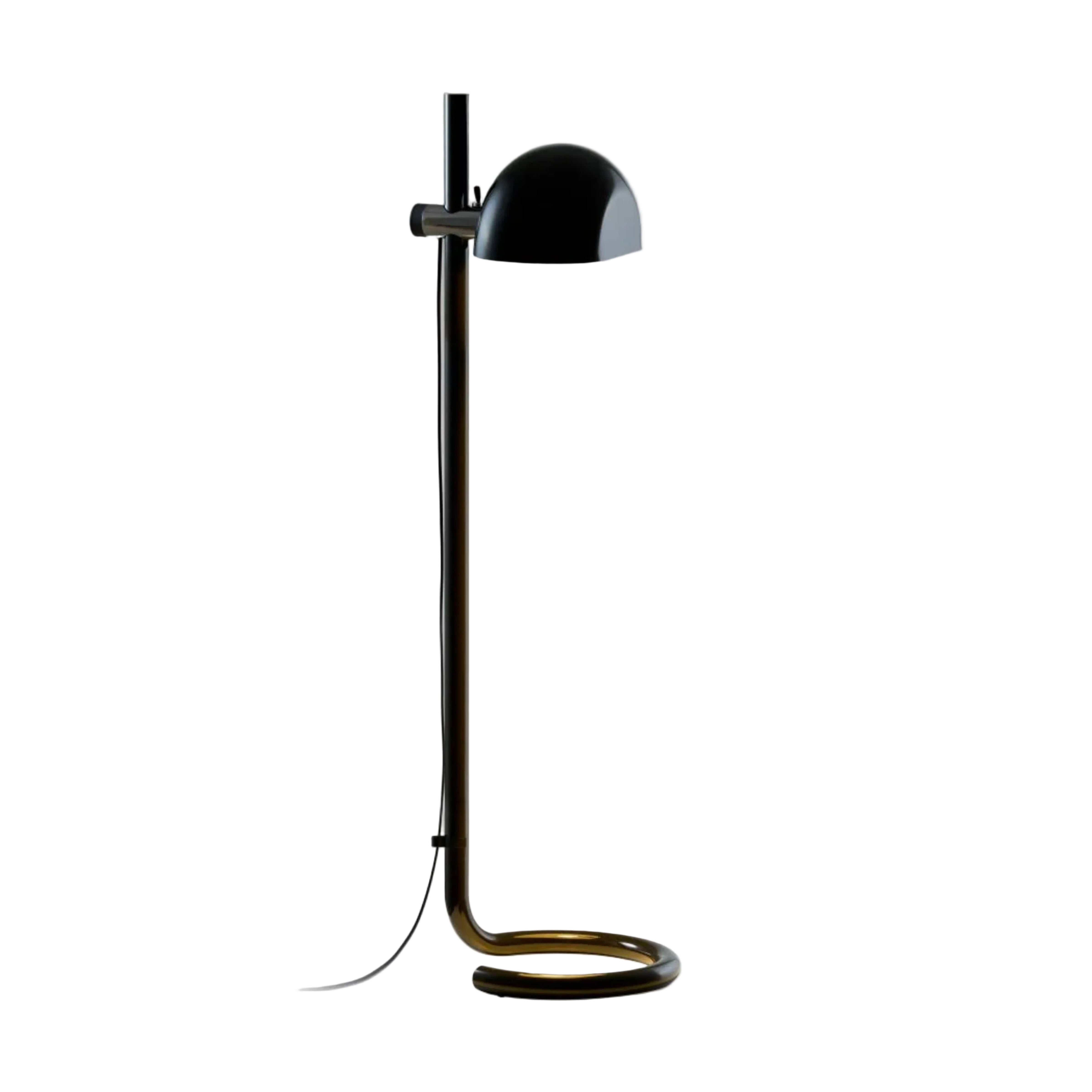 LAURO Floor Lamp with Black Shade and Dark Brown Base