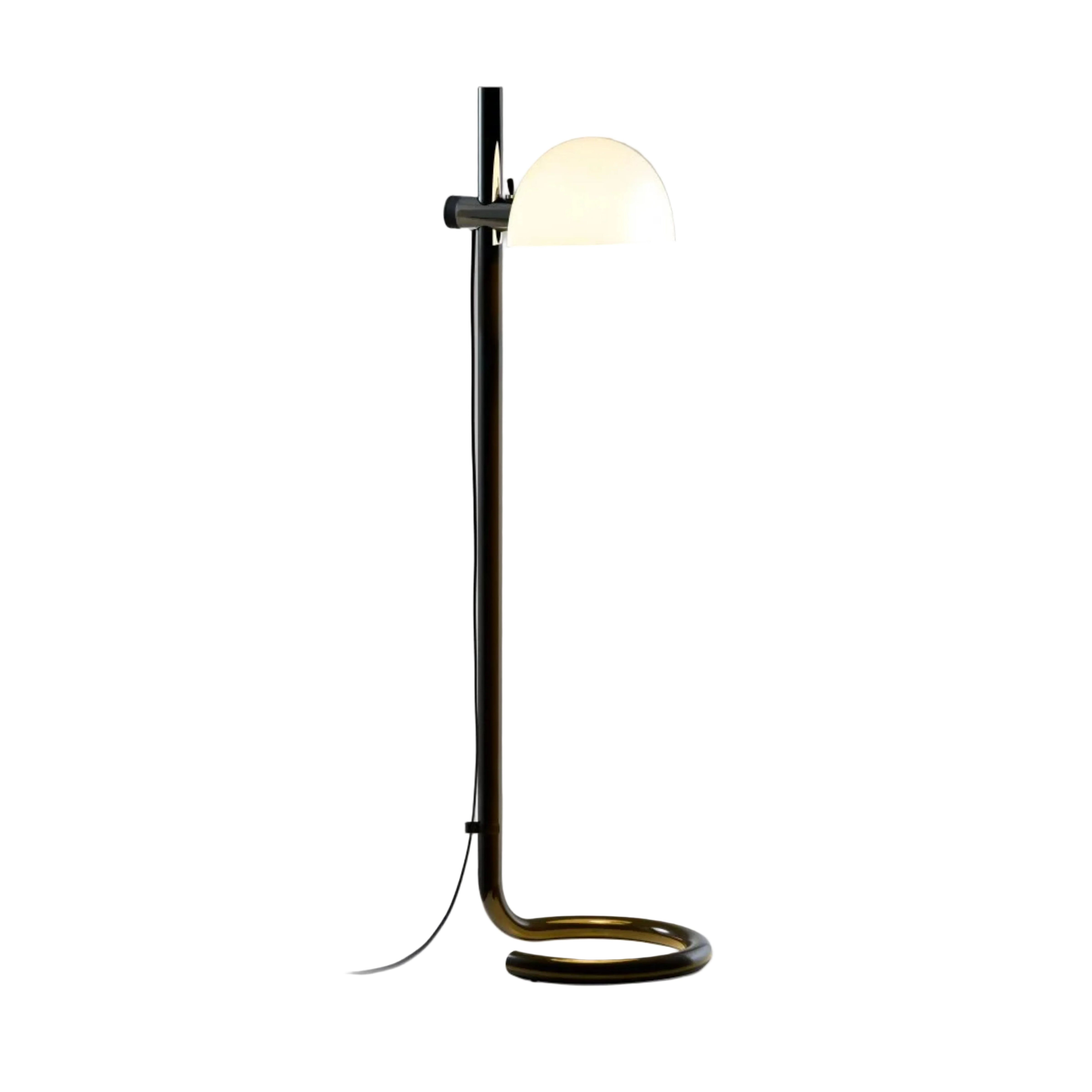 LAURO Floor Lamp with White Shade and Dark Brown Base