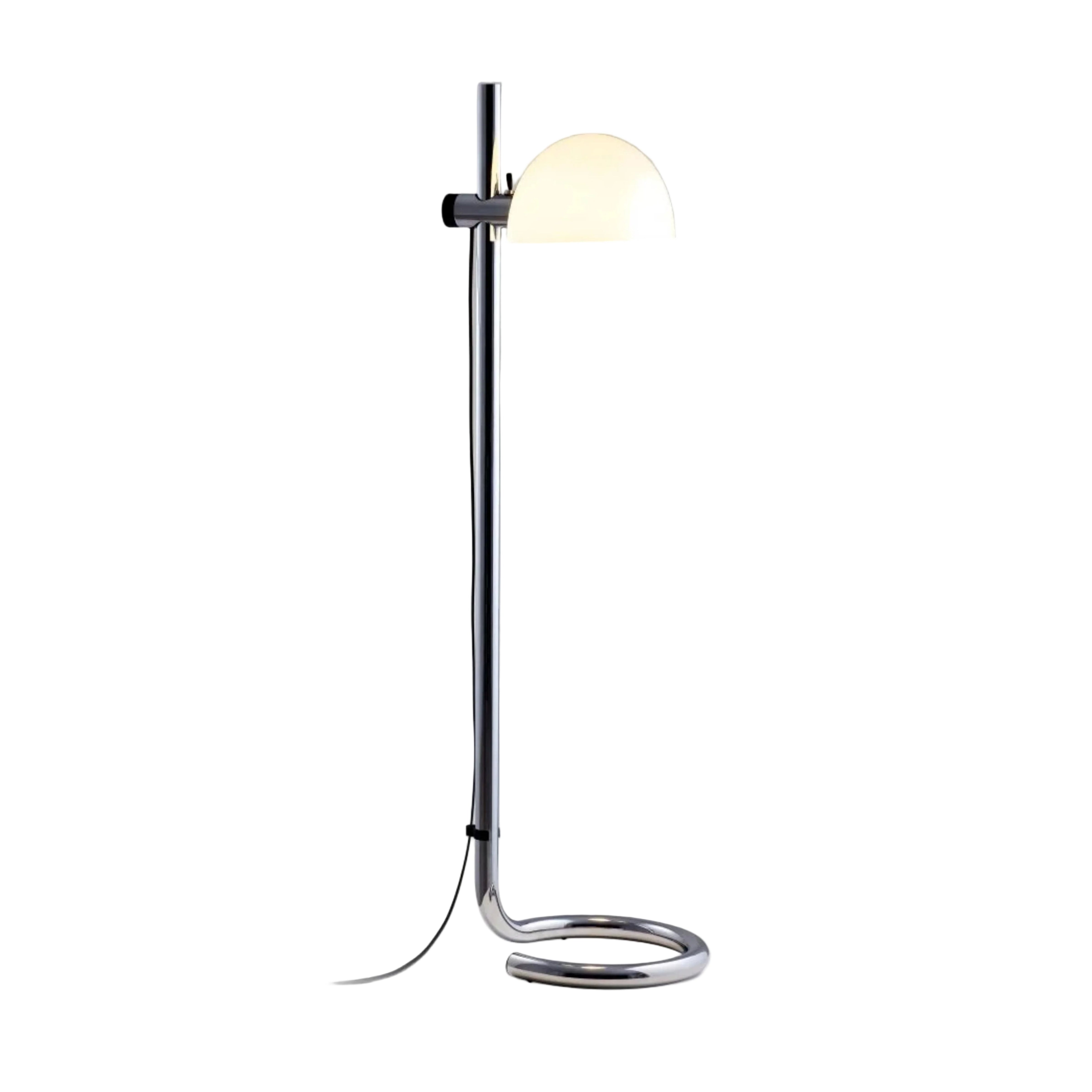 LAURO Floor Lamp with White Shade and Steel Base