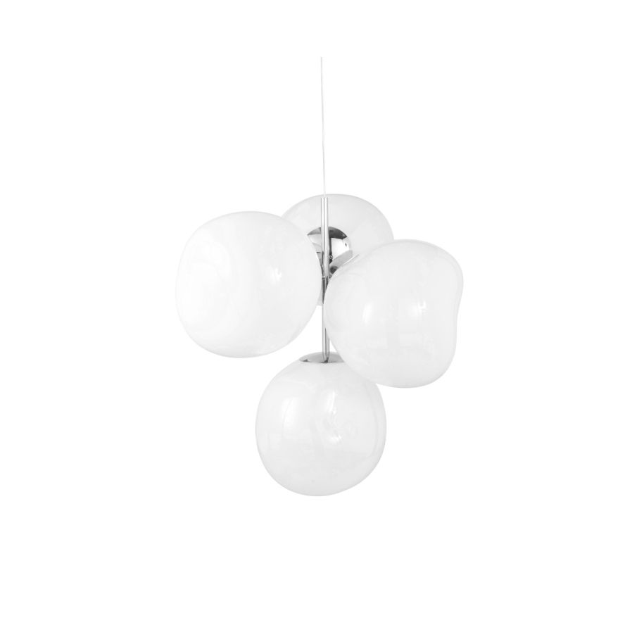 Melt melt chandelier with a silver finish