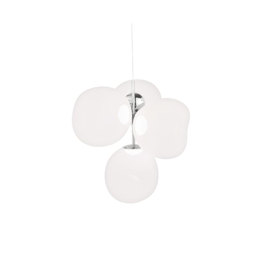 Melt melt chandelier with a silver finish