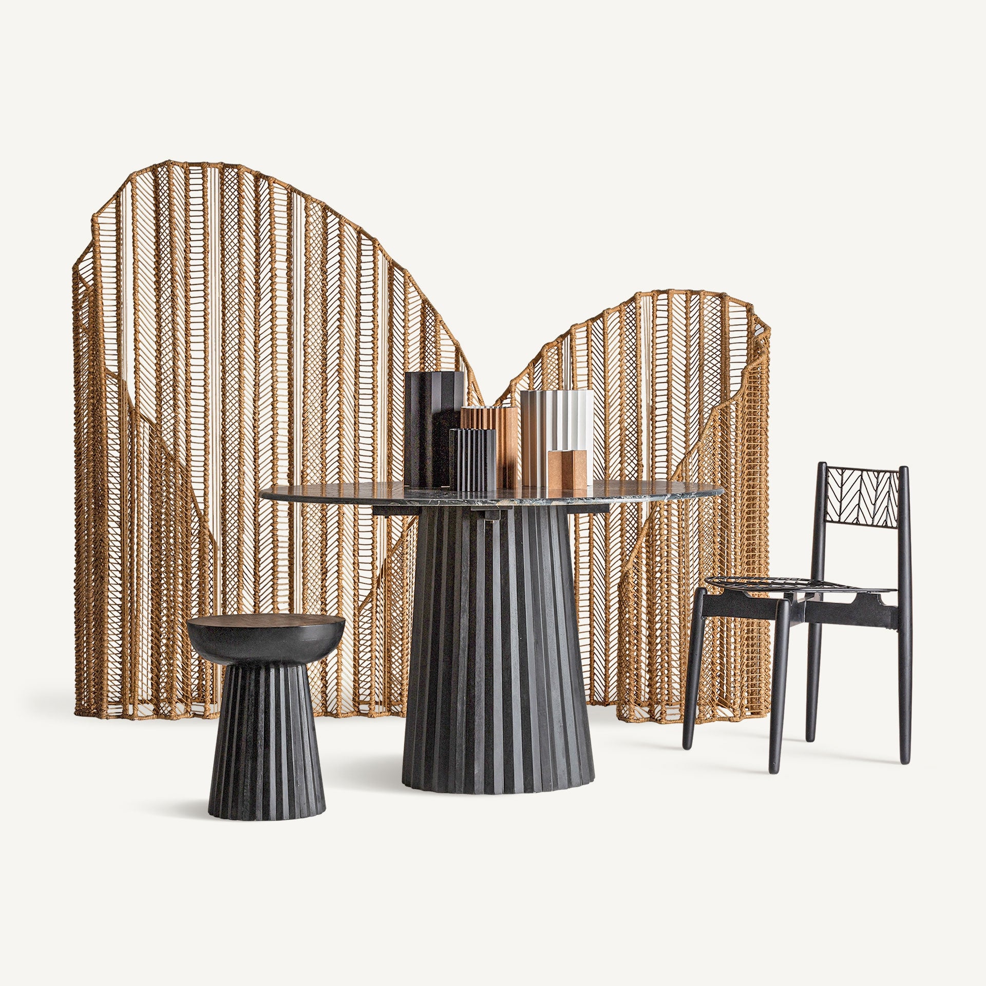 PLISSÉ WOOD Coffee Table Black Mango Wood