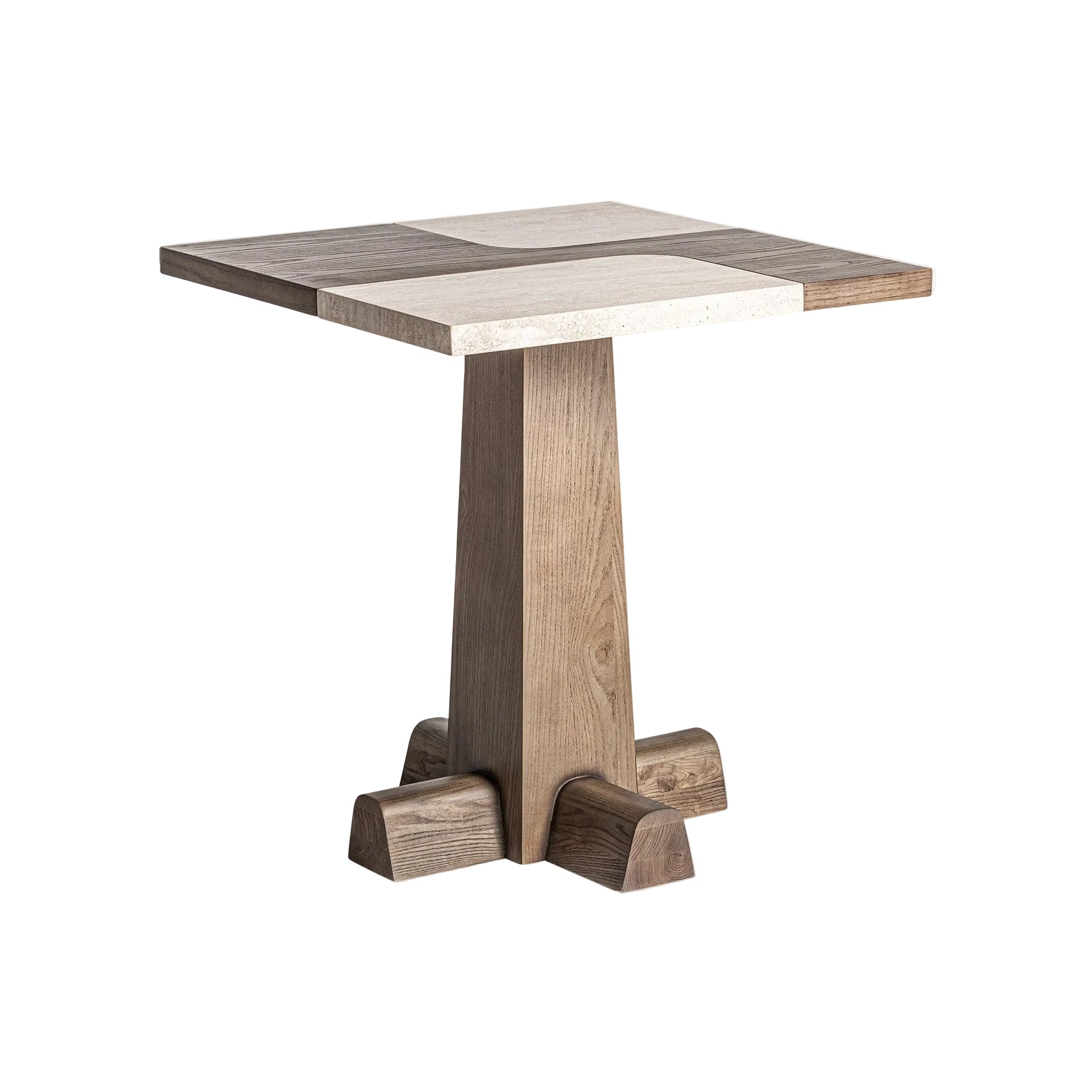 KARPACZ Bar Table in Oak Wood with Travertine
