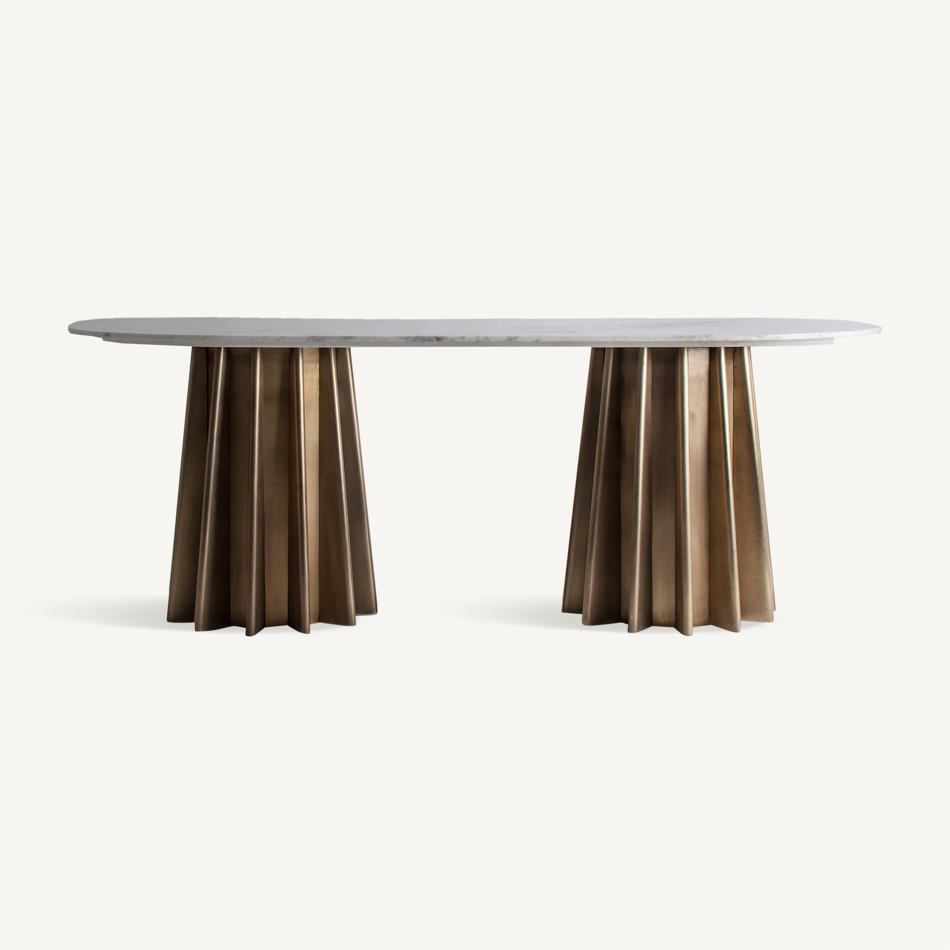 LEZEY Table White Marble with Gold Base