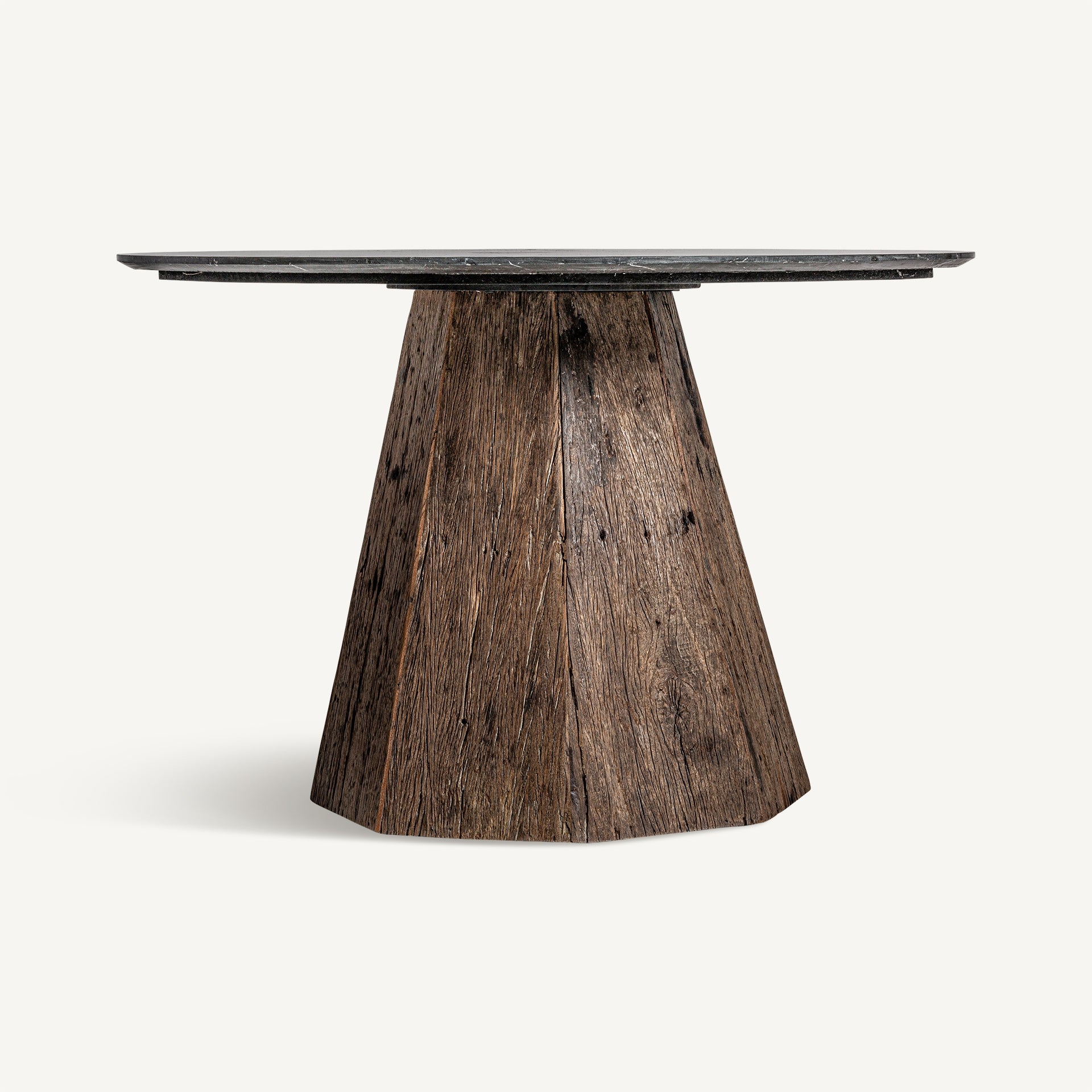 Round Table WALDING Recycled Wood with Marble Top