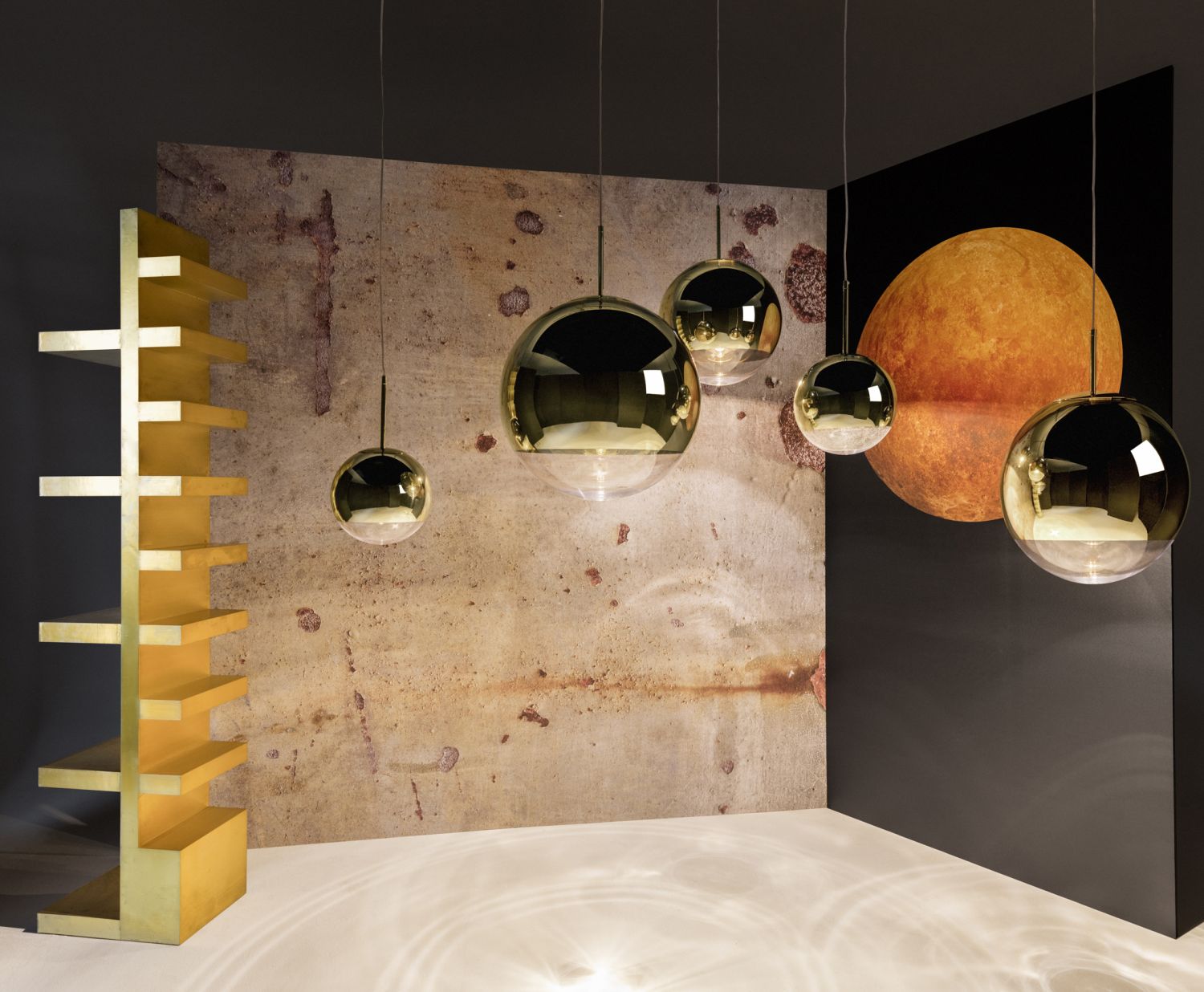Mirror Ball Hanging Lamp Golden