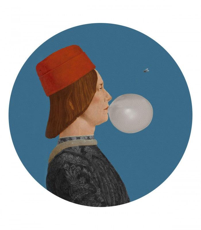 Mural DOTS Boy with Bubble Gum blue Wallcolors Eye on Design