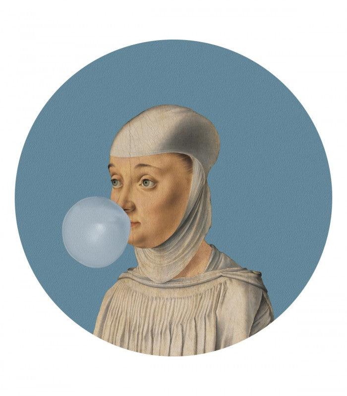 Mural DOTS Woman with Bubble Gum Blue Wallcolors Eye on Design